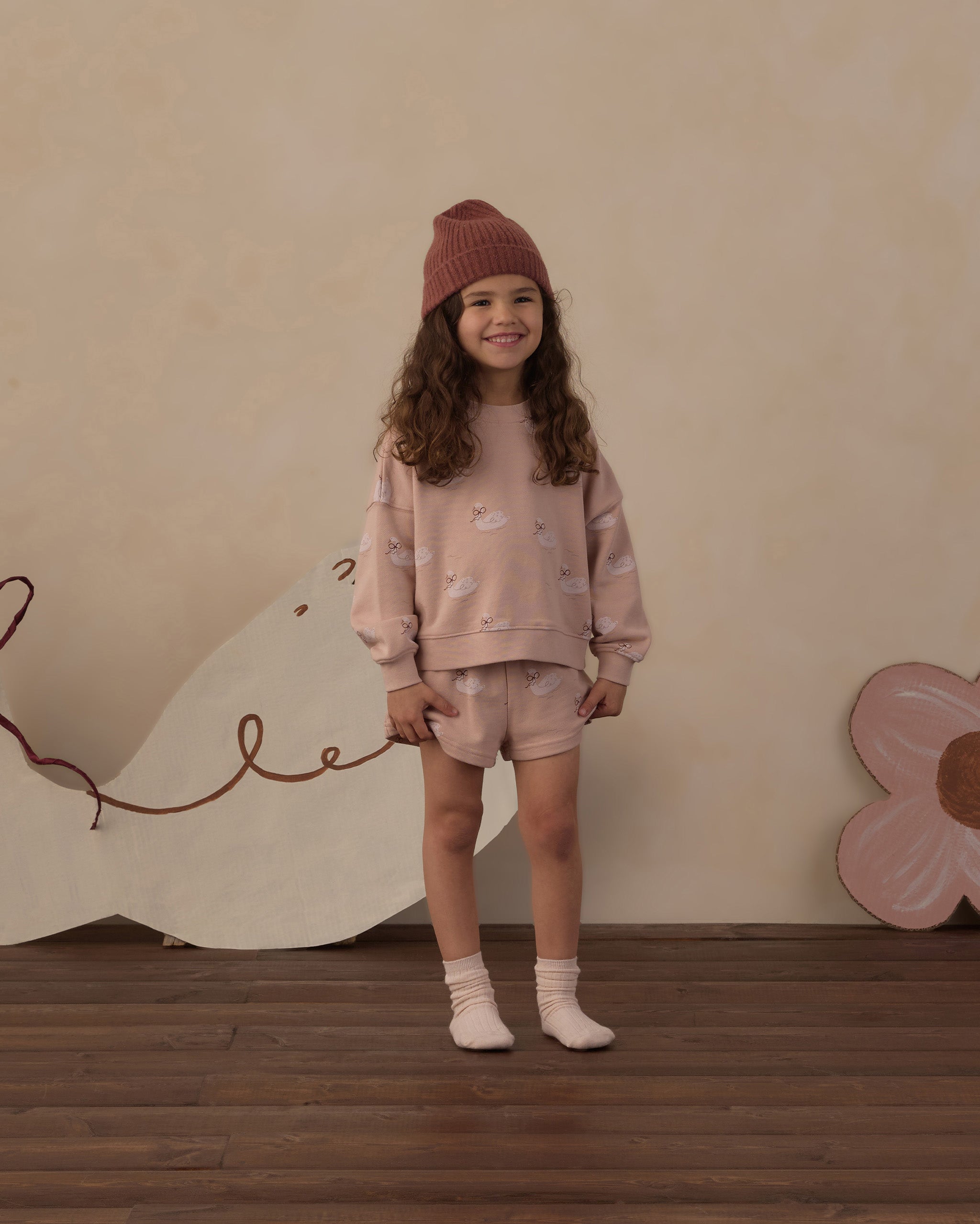Track Short Swans - Rylee + Cru | Kids Clothes | Trendy Baby Clothes | Modern Infant Outfits |