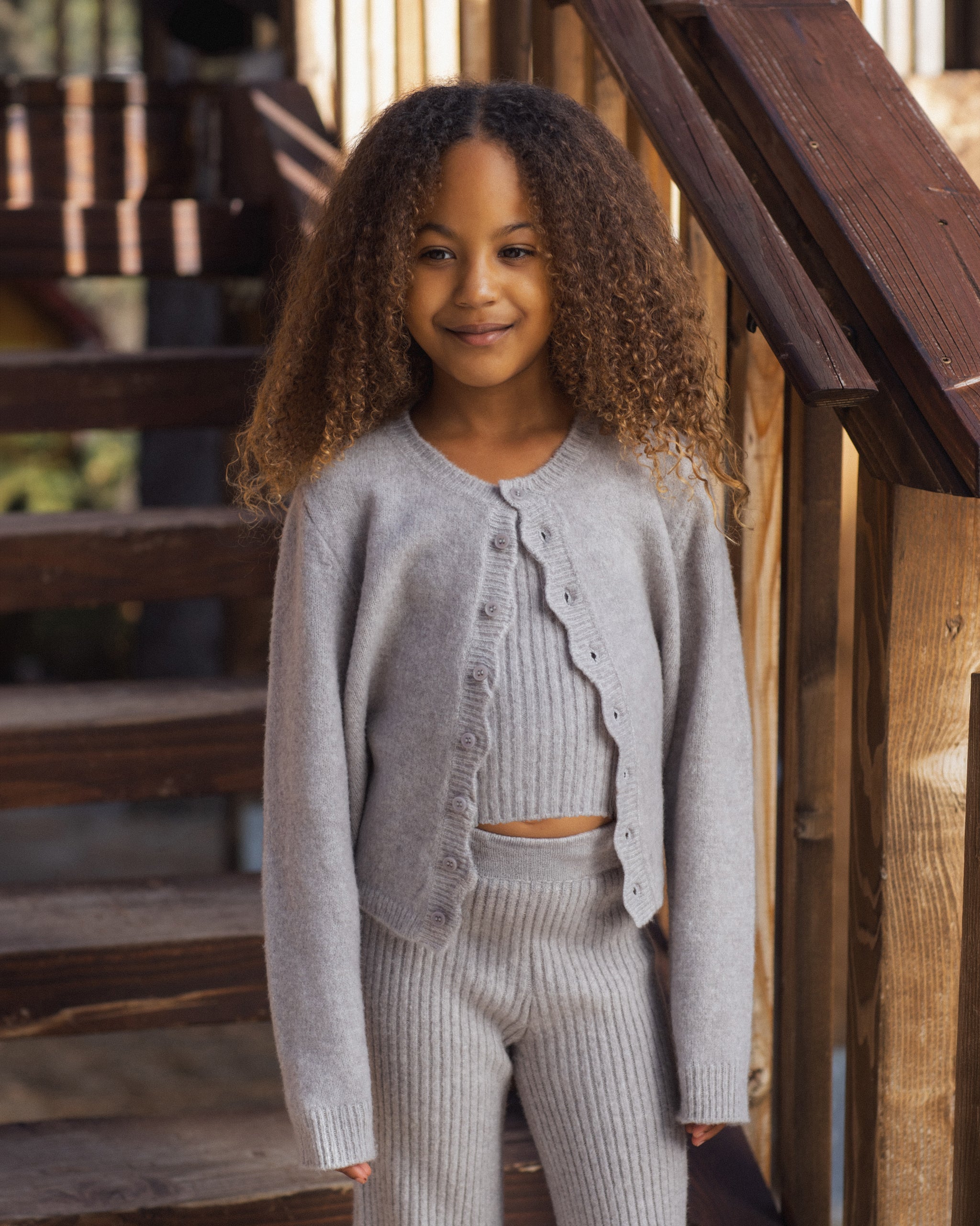 Fuzzy Knit Lounge Set Dusty Blue - Rylee + Cru | Kids Clothes | Trendy Baby Clothes | Modern Infant Outfits |