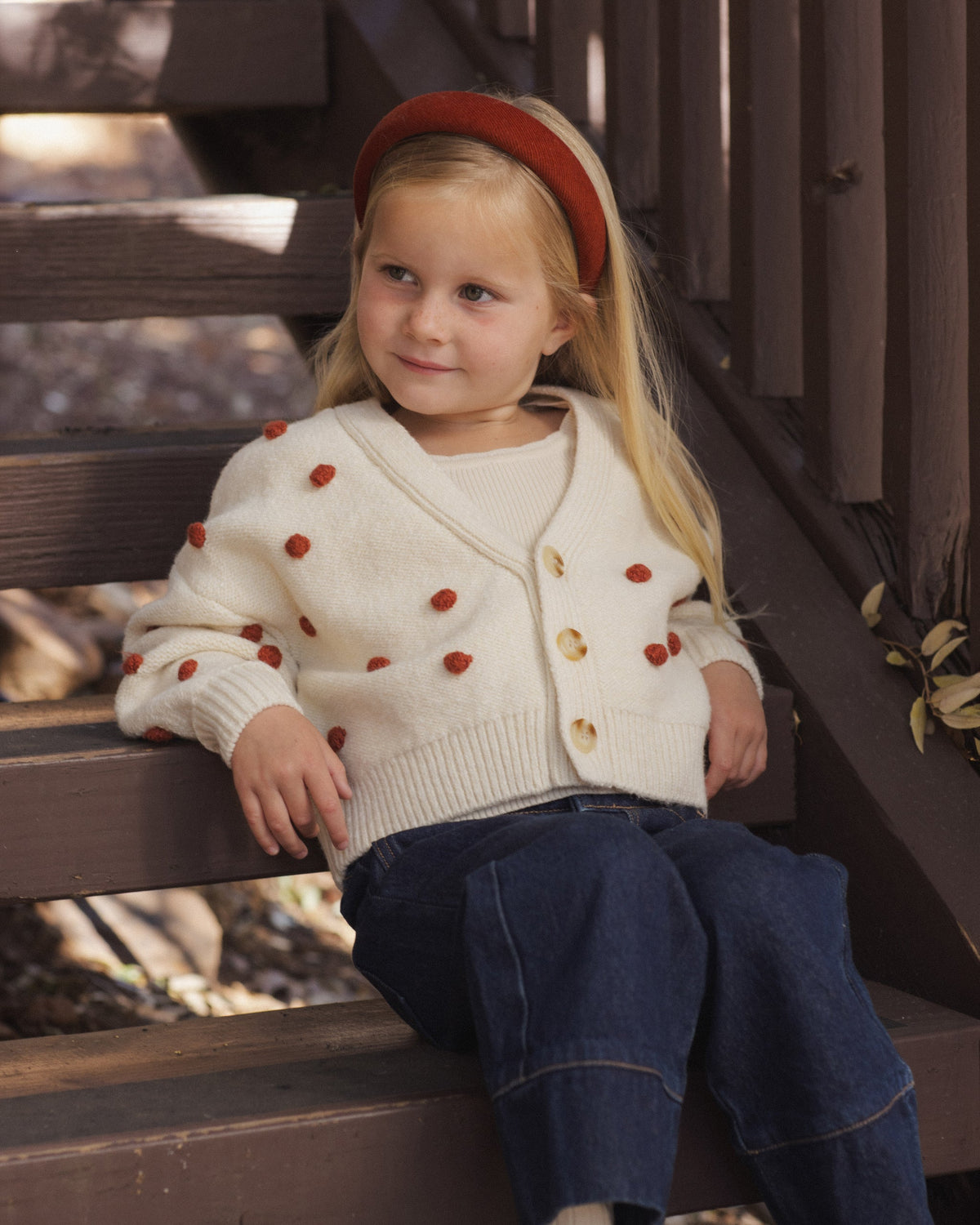 Boxy Crop Cardigan Ruby Bobble - Rylee + Cru | Kids Clothes | Trendy Baby Clothes | Modern Infant Outfits |