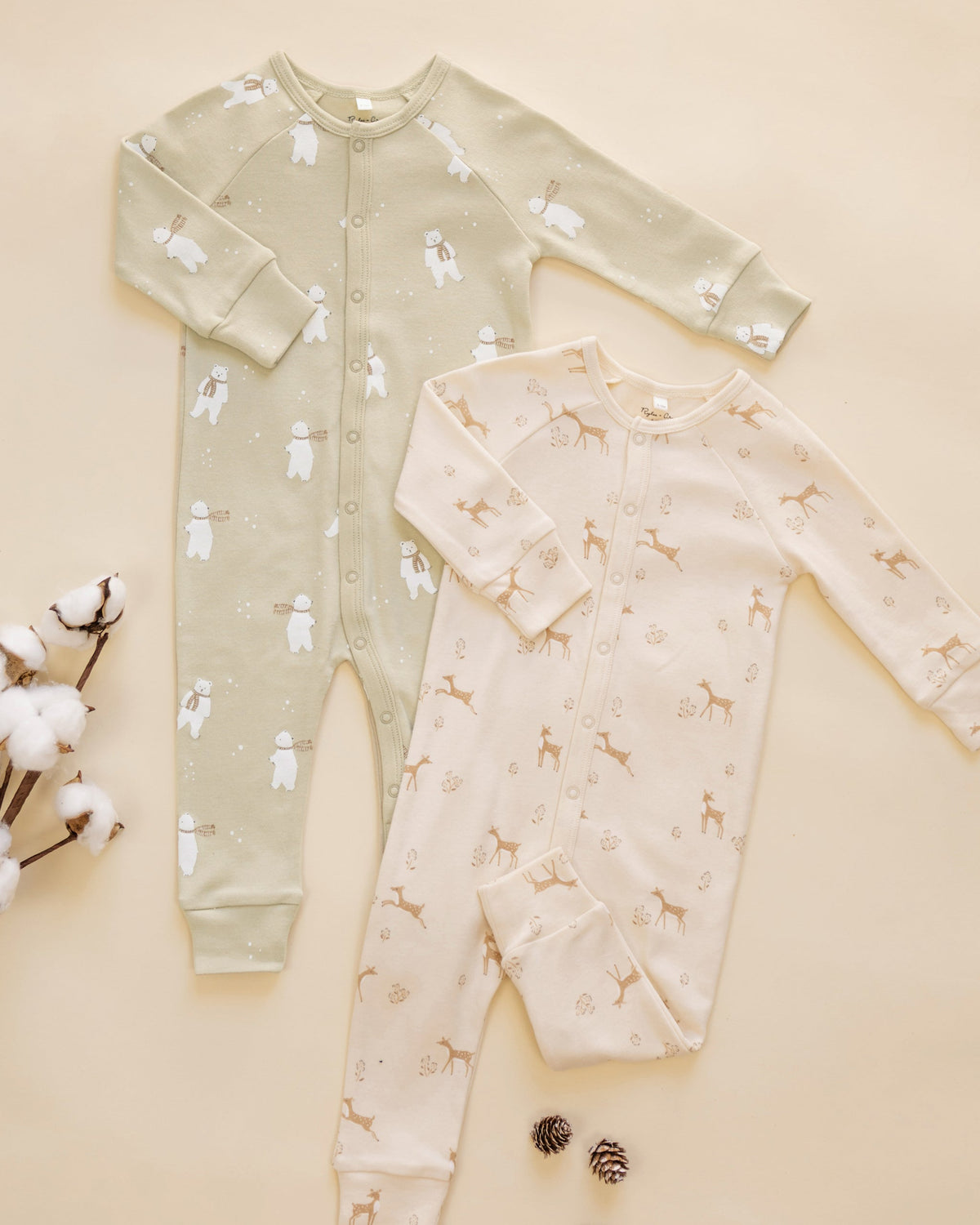 Organic Pajama Long John Polar Bears - Rylee + Cru | Kids Clothes | Trendy Baby Clothes | Modern Infant Outfits |