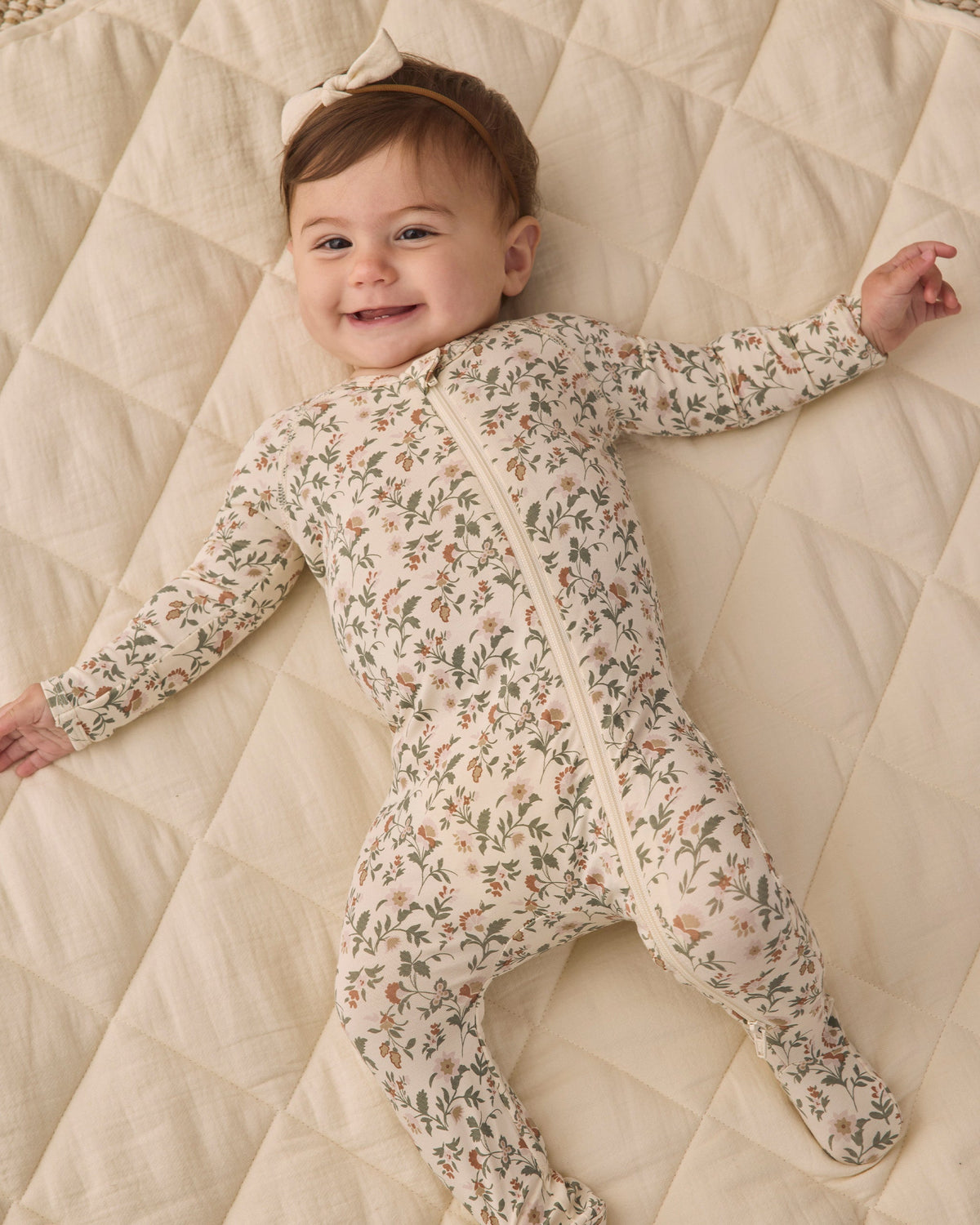 Bamboo Zip Footie Holiday Floral - Rylee + Cru | Kids Clothes | Trendy Baby Clothes | Modern Infant Outfits |