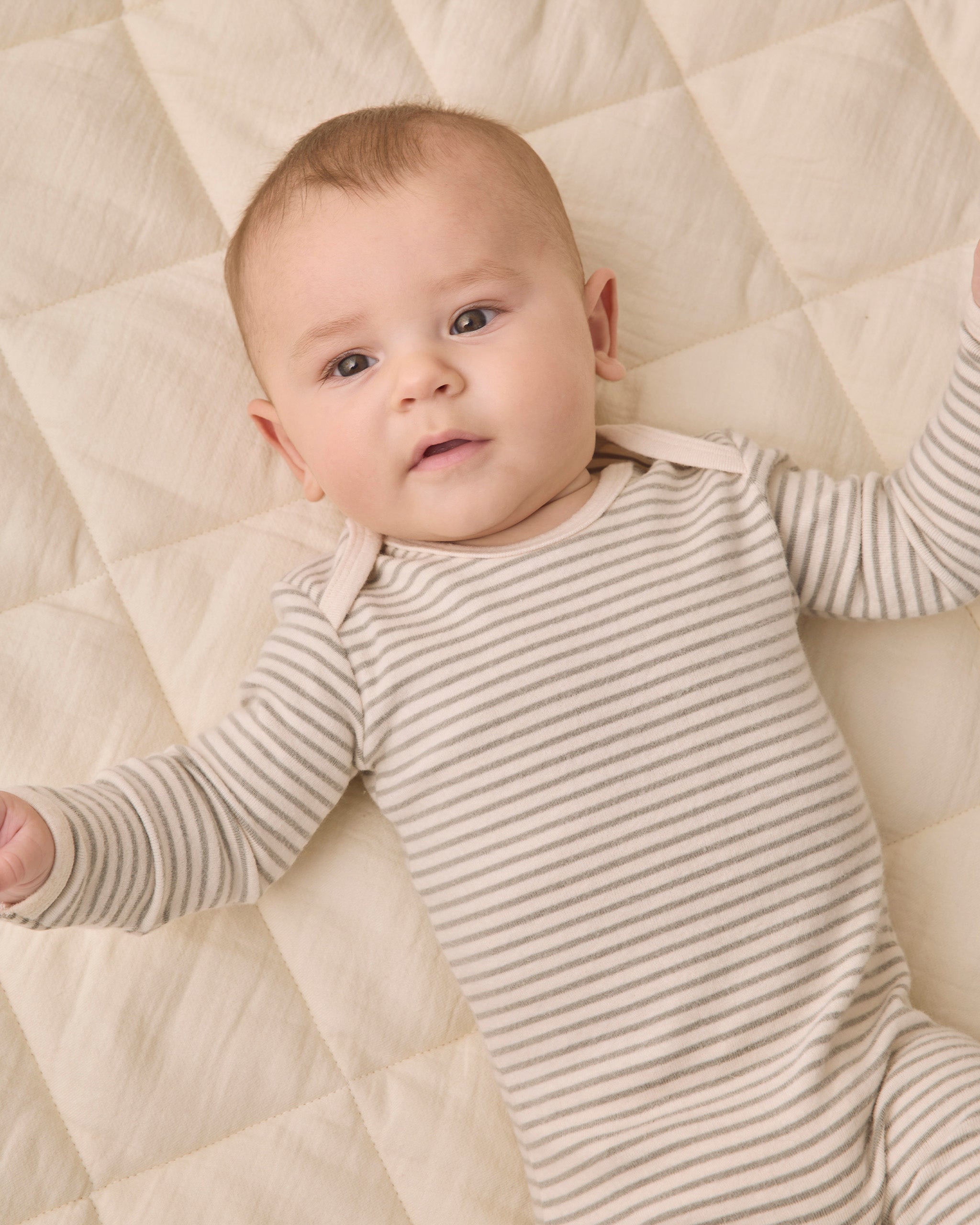 Baby Footie Laurel Microstripe - Rylee + Cru | Kids Clothes | Trendy Baby Clothes | Modern Infant Outfits |