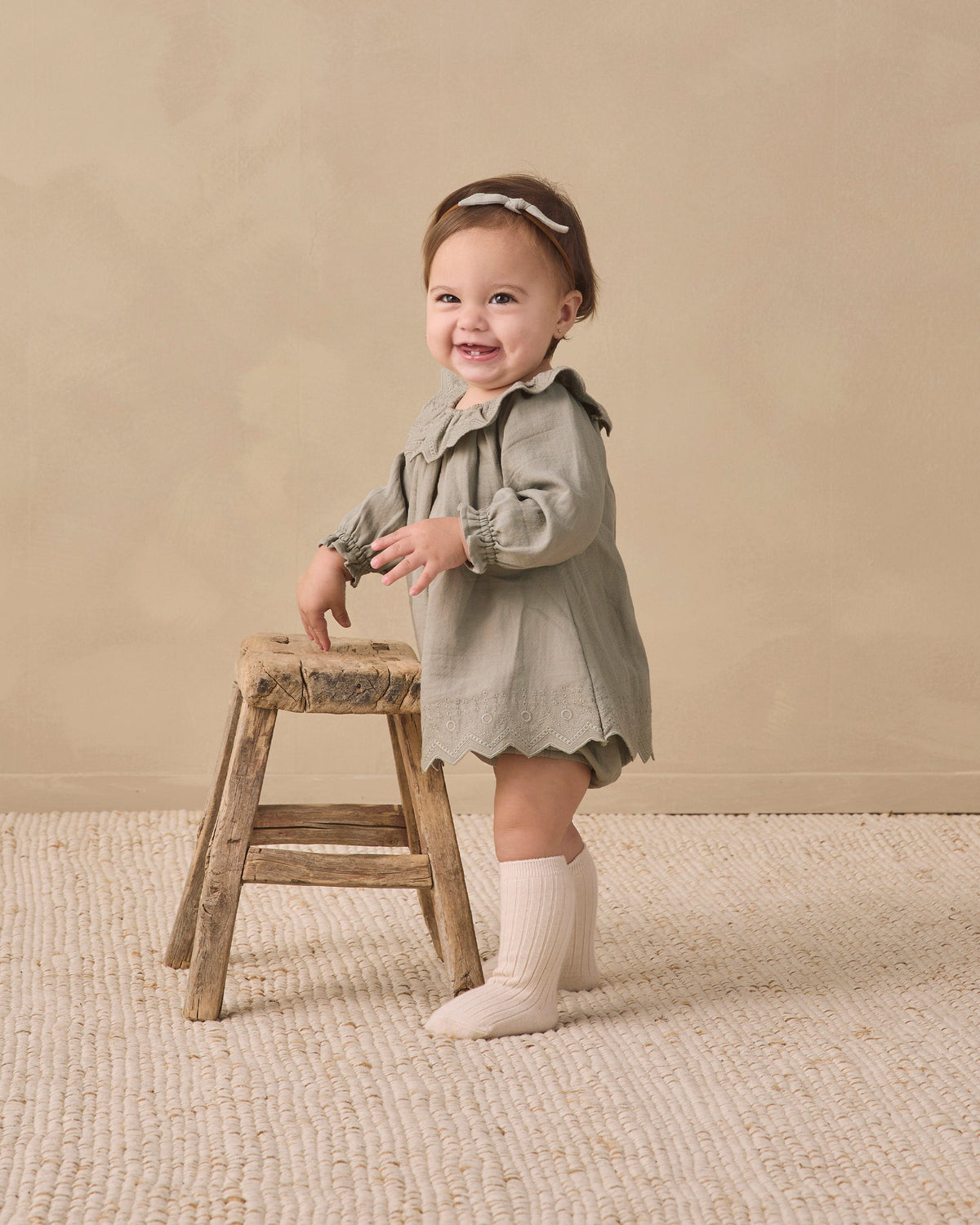 Long Sleeve Isla Dress Laurel - Rylee + Cru | Kids Clothes | Trendy Baby Clothes | Modern Infant Outfits |