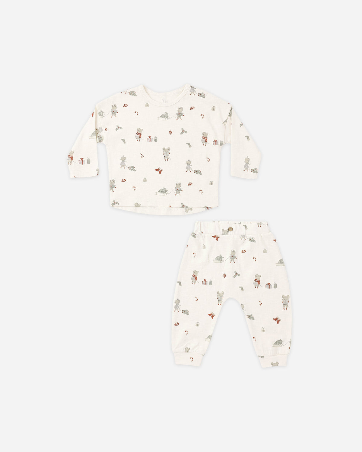 Long Sleeve Tee + Pant Set Holiday Mouse - Rylee + Cru | Kids Clothes | Trendy Baby Clothes | Modern Infant Outfits |