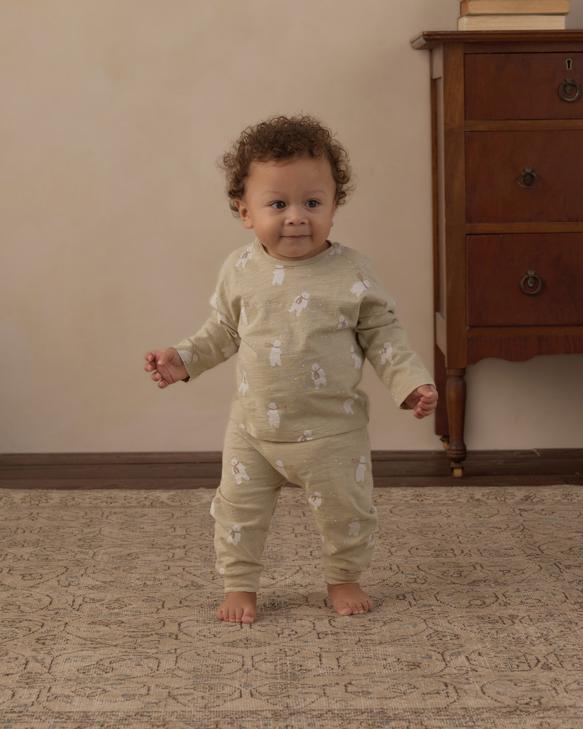 Long Sleeve Tee + Pant Set Polar Bears - Rylee + Cru | Kids Clothes | Trendy Baby Clothes | Modern Infant Outfits |
