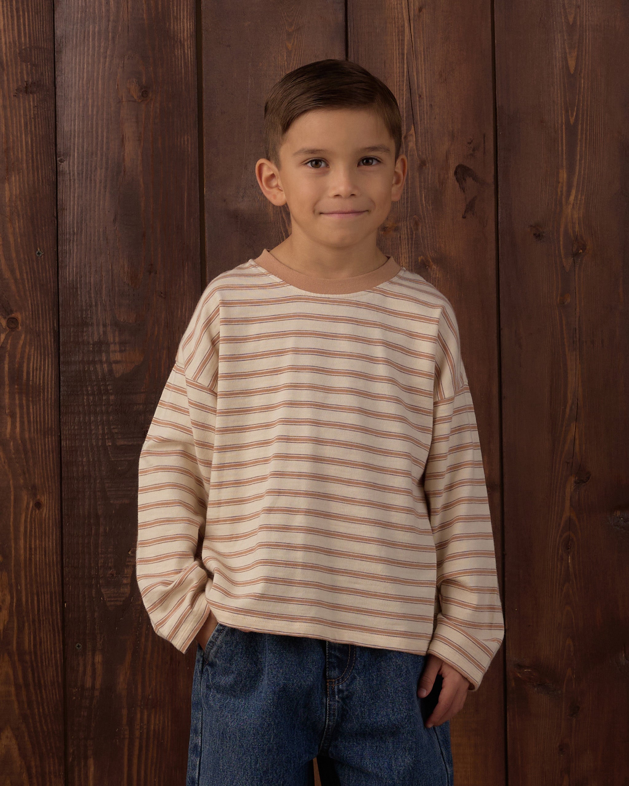 Camden Long Sleeve Tee Fawn Stripe - Rylee + Cru | Kids Clothes | Trendy Baby Clothes | Modern Infant Outfits |