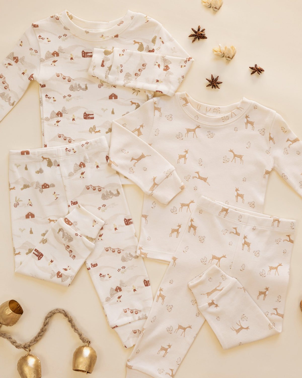 Organic Long Sleeve Pajama Set Ski Town - Rylee + Cru | Kids Clothes | Trendy Baby Clothes | Modern Infant Outfits |