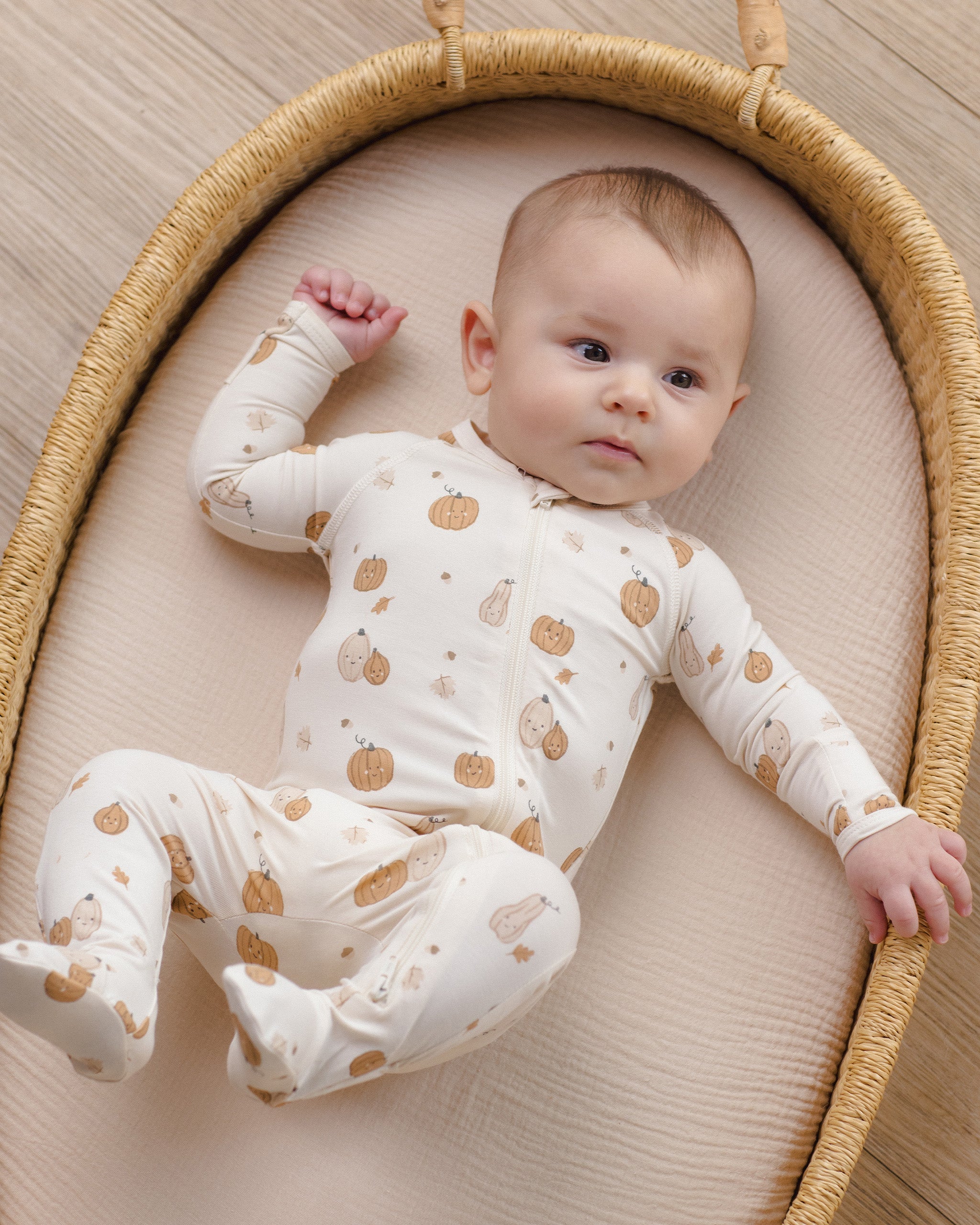 Bamboo Zip Footie Harvest Friends - Rylee + Cru | Kids Clothes | Trendy Baby Clothes | Modern Infant Outfits |
