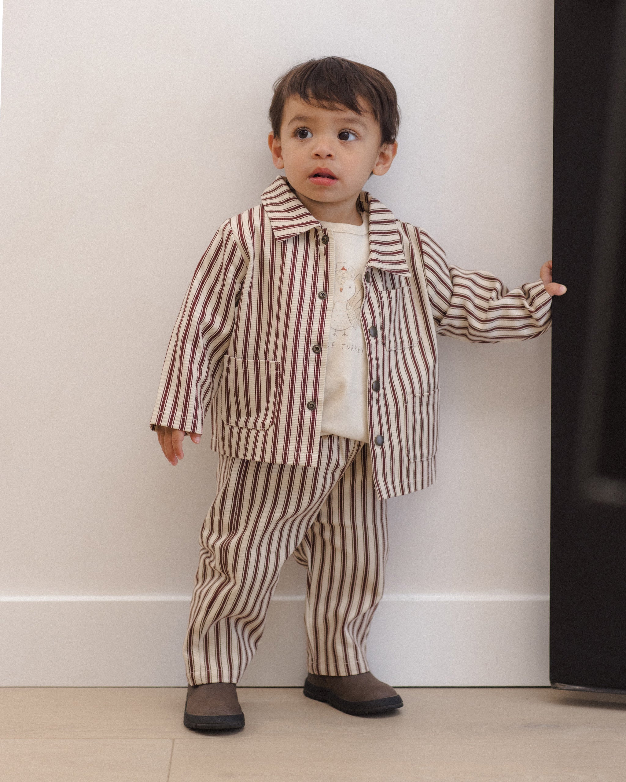 Utility Jacket Black Cherry Pinstripe - Rylee + Cru | Kids Clothes | Trendy Baby Clothes | Modern Infant Outfits |