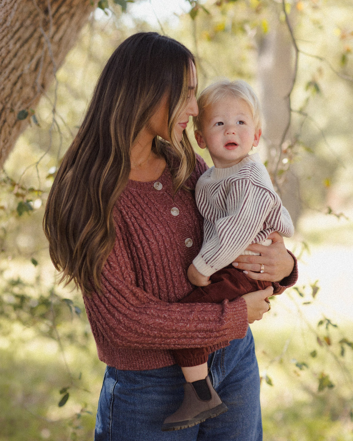 Relaxed Knit Sweater Black Cherry Stripe - Rylee + Cru | Kids Clothes | Trendy Baby Clothes | Modern Infant Outfits |