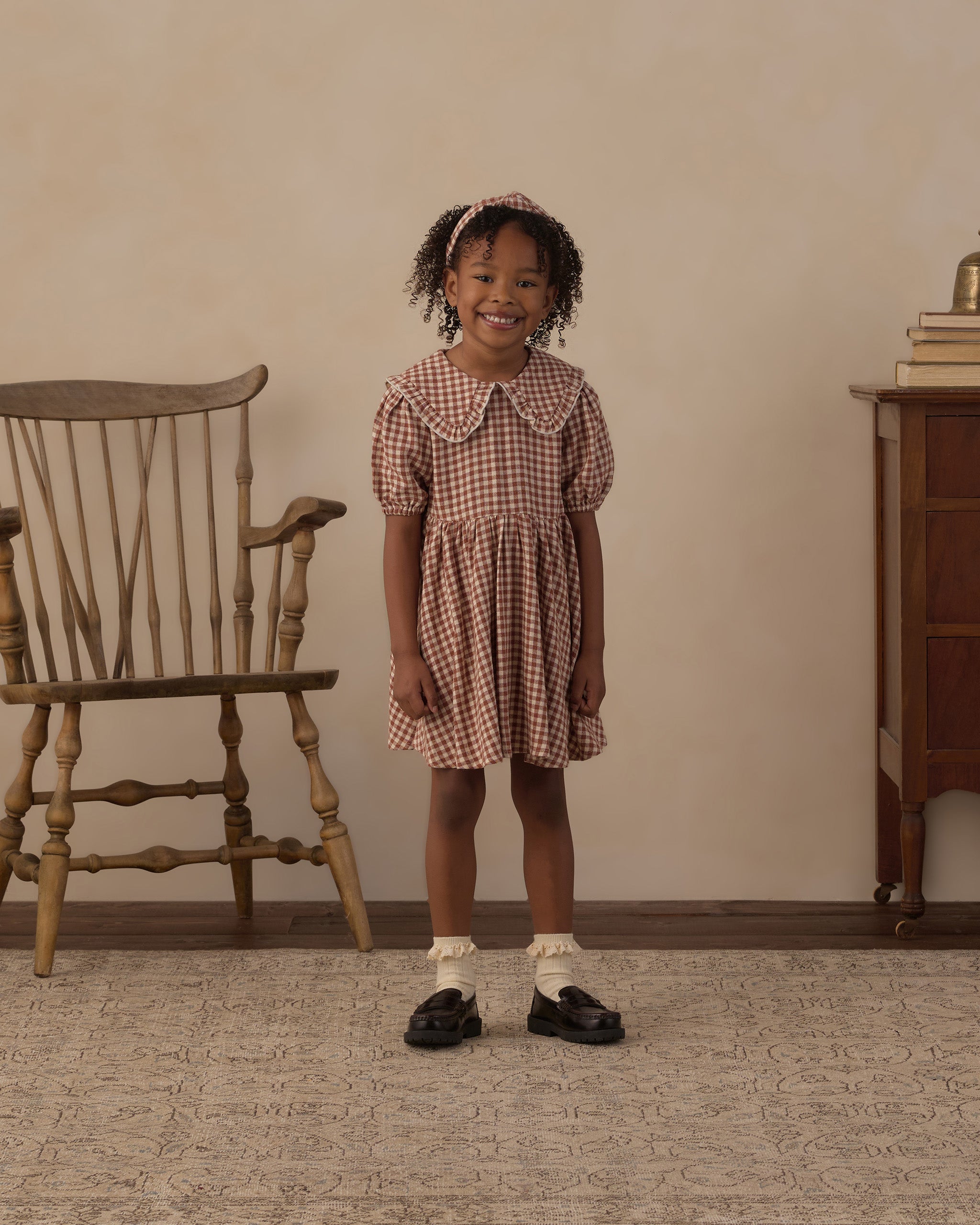Camille Dress Brick Check - Rylee + Cru | Kids Clothes | Trendy Baby Clothes | Modern Infant Outfits |