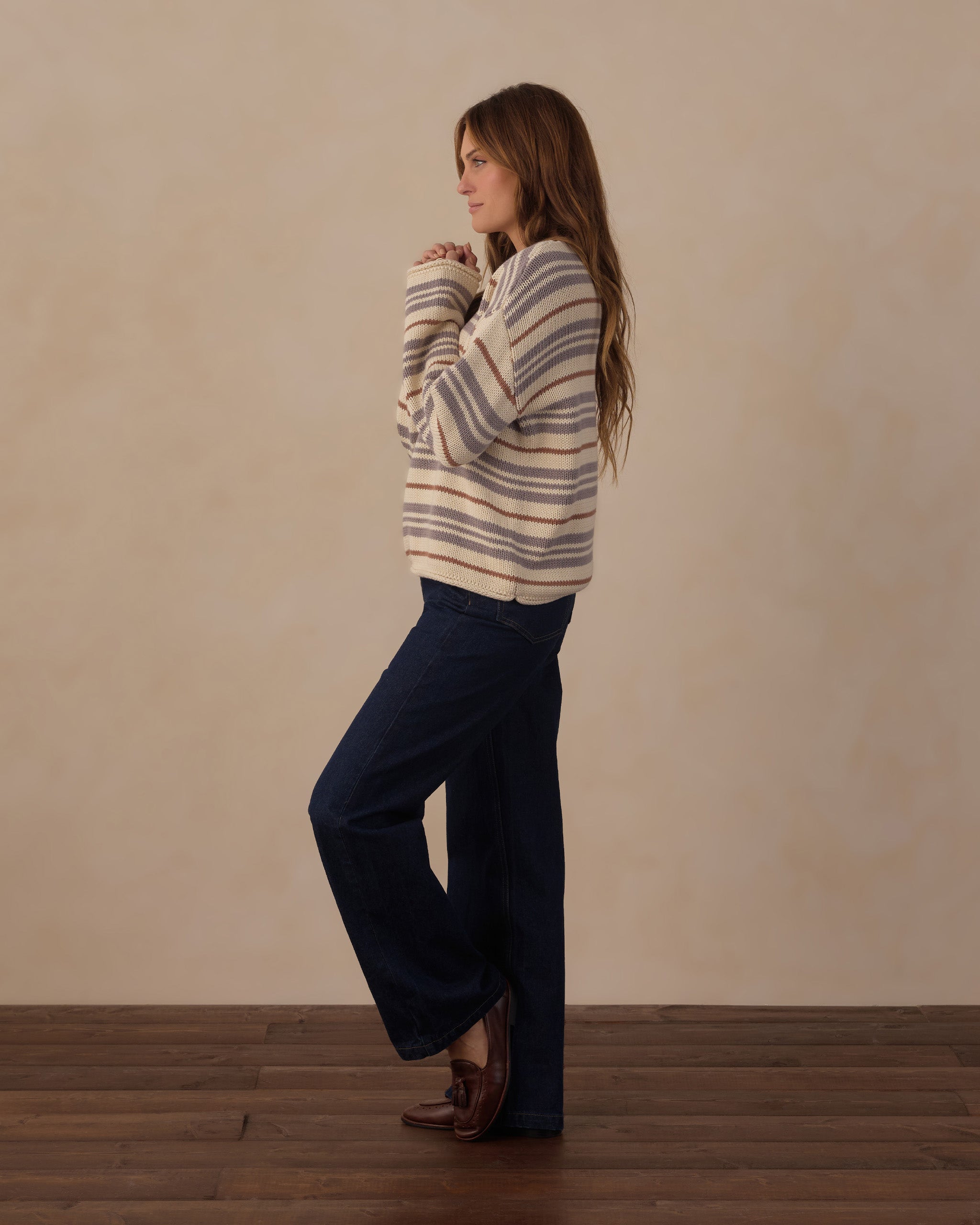 Women's Jacques Sweater Dusty Blue Stripe - Rylee + Cru | Kids Clothes | Trendy Baby Clothes | Modern Infant Outfits |