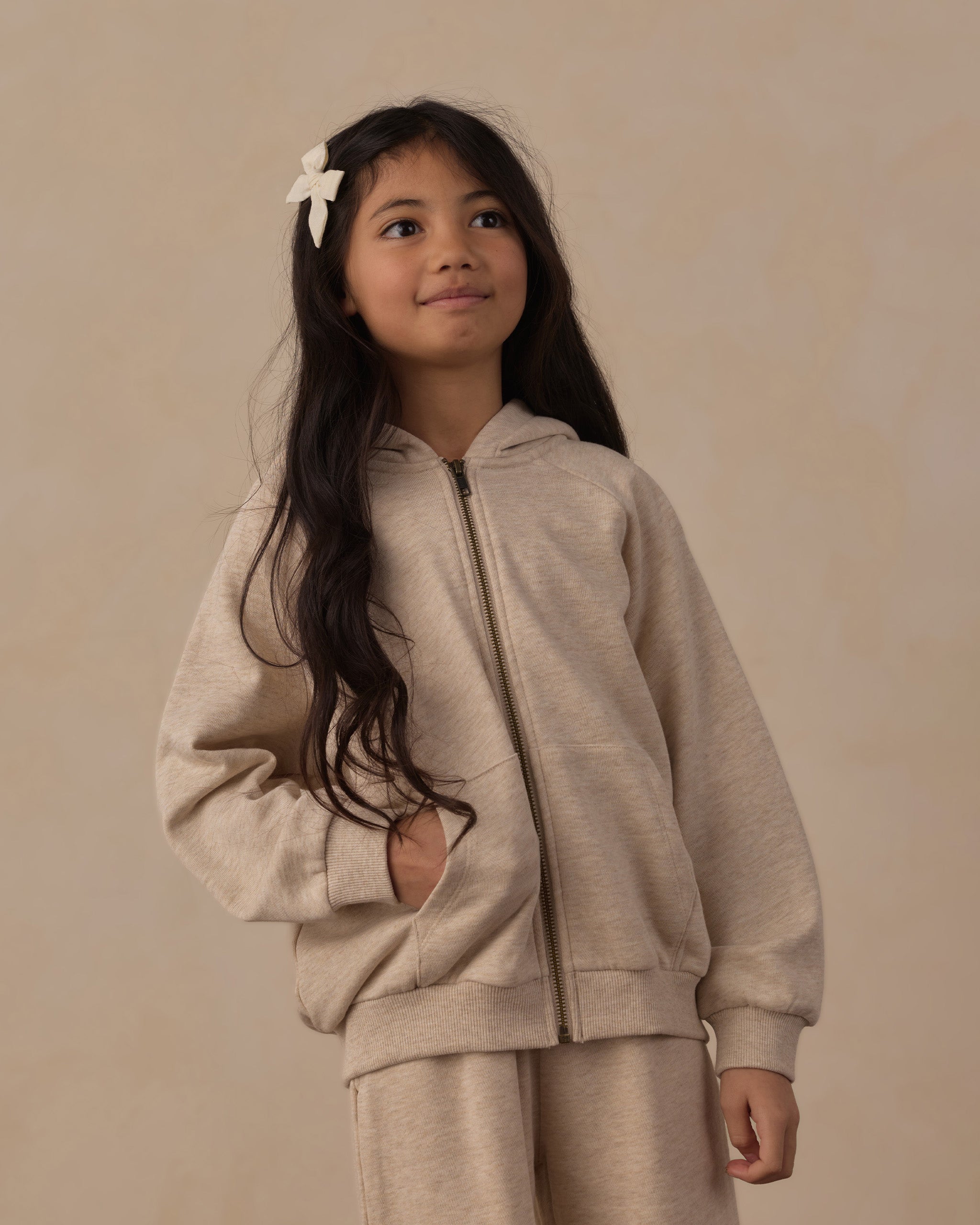 Zip Raglan Hoodie Heathered Ash - Rylee + Cru | Kids Clothes | Trendy Baby Clothes | Modern Infant Outfits |