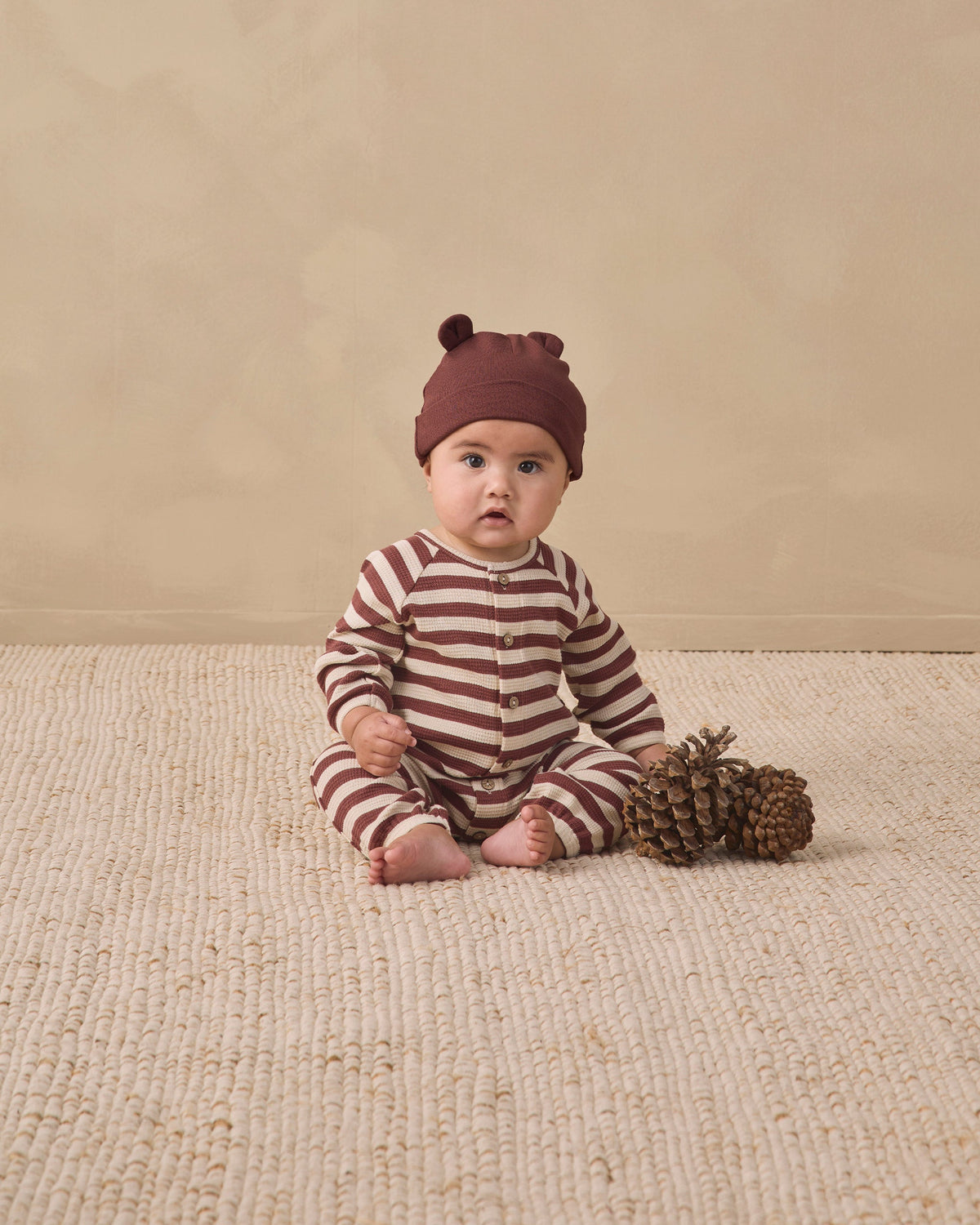 Waffle Long Sleeve Jumpsuit Black Cherry Stripe - Rylee + Cru | Kids Clothes | Trendy Baby Clothes | Modern Infant Outfits |