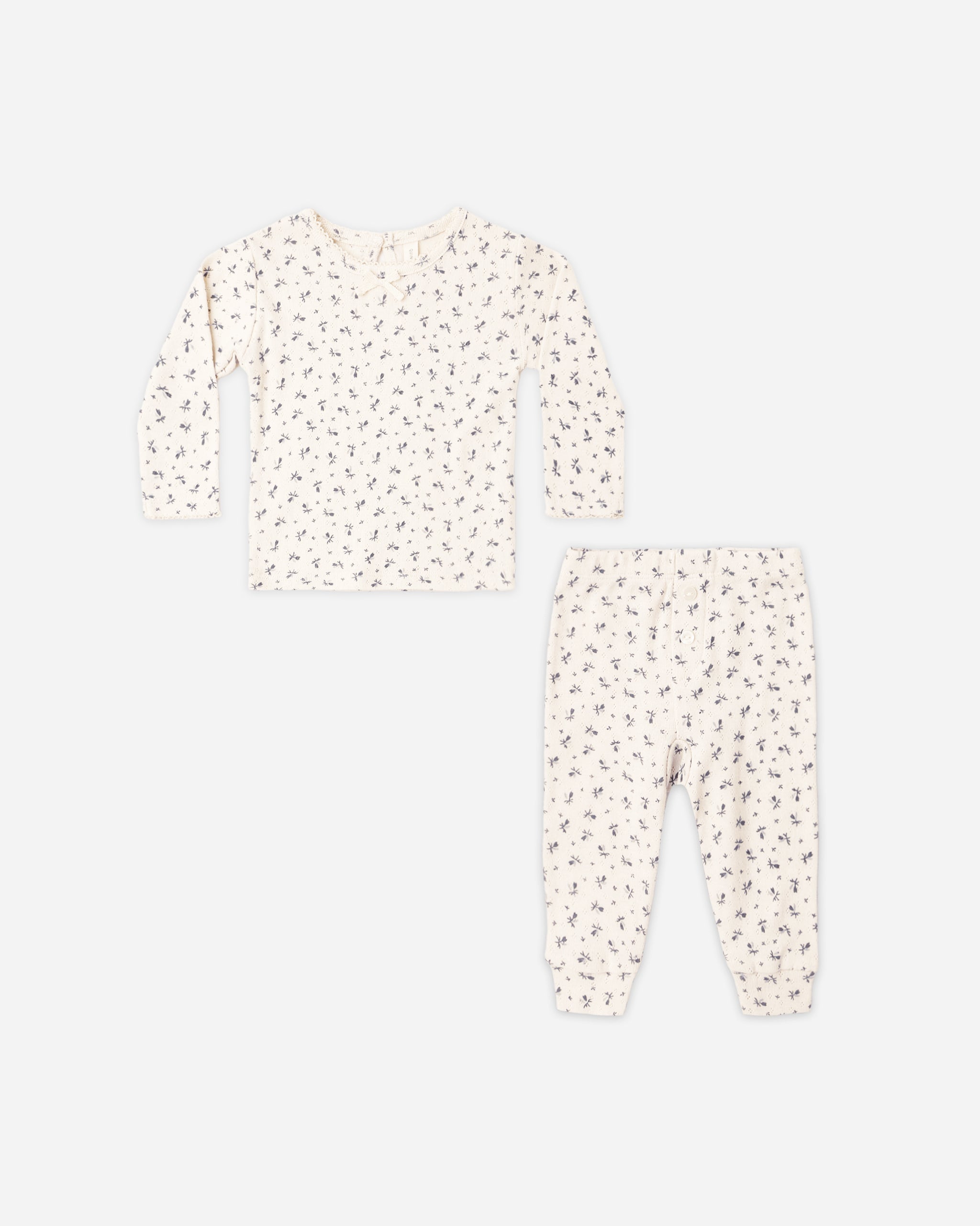 Pointelle Long Sleeve Tee + Legging Blue Ditsy - Rylee + Cru | Kids Clothes | Trendy Baby Clothes | Modern Infant Outfits |