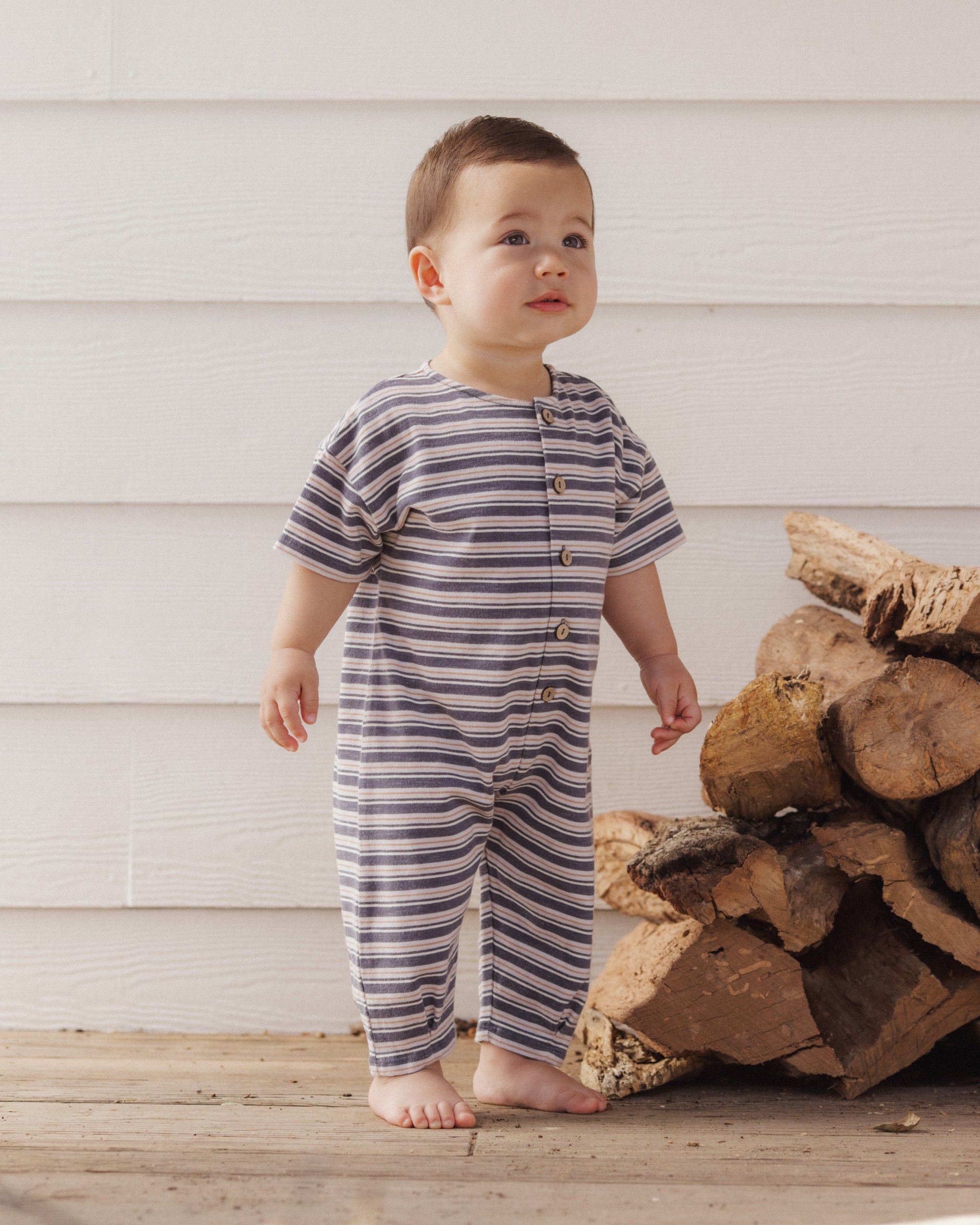 Hayes Jumpsuit Blue Stripe - Rylee + Cru | Kids Clothes | Trendy Baby Clothes | Modern Infant Outfits |