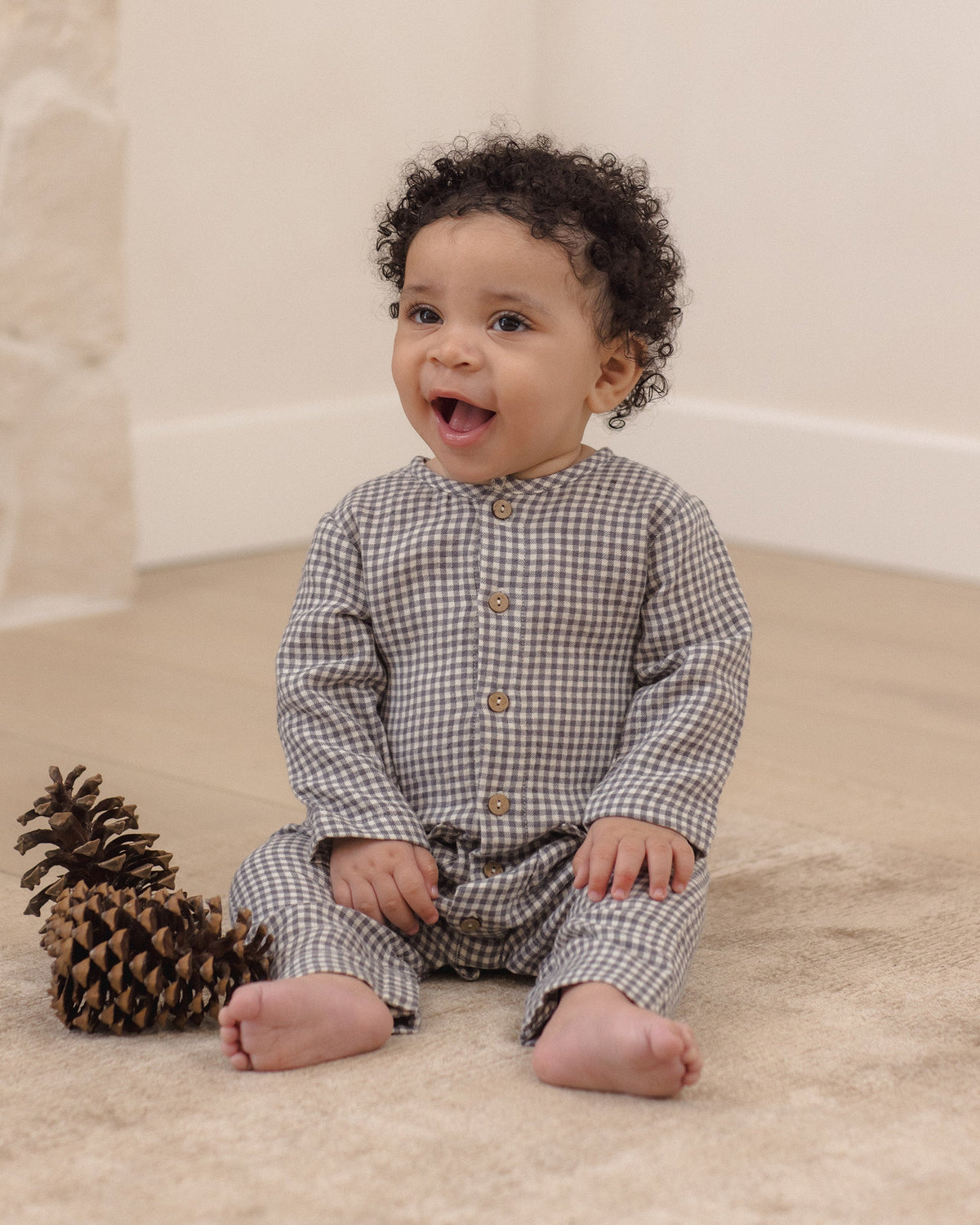 Pocketed Woven Jumpsuit Midnight Gingham - Rylee + Cru | Kids Clothes | Trendy Baby Clothes | Modern Infant Outfits |