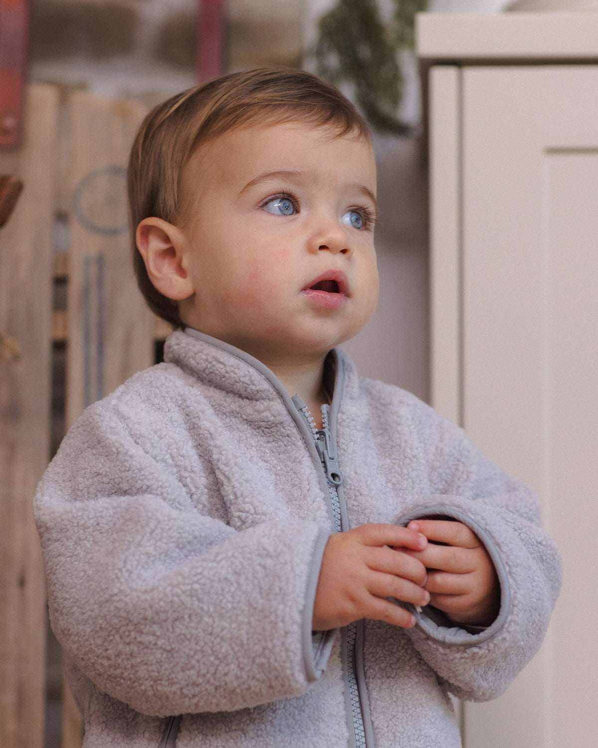Shearling Zip Jacket Fog - Rylee + Cru | Kids Clothes | Trendy Baby Clothes | Modern Infant Outfits |