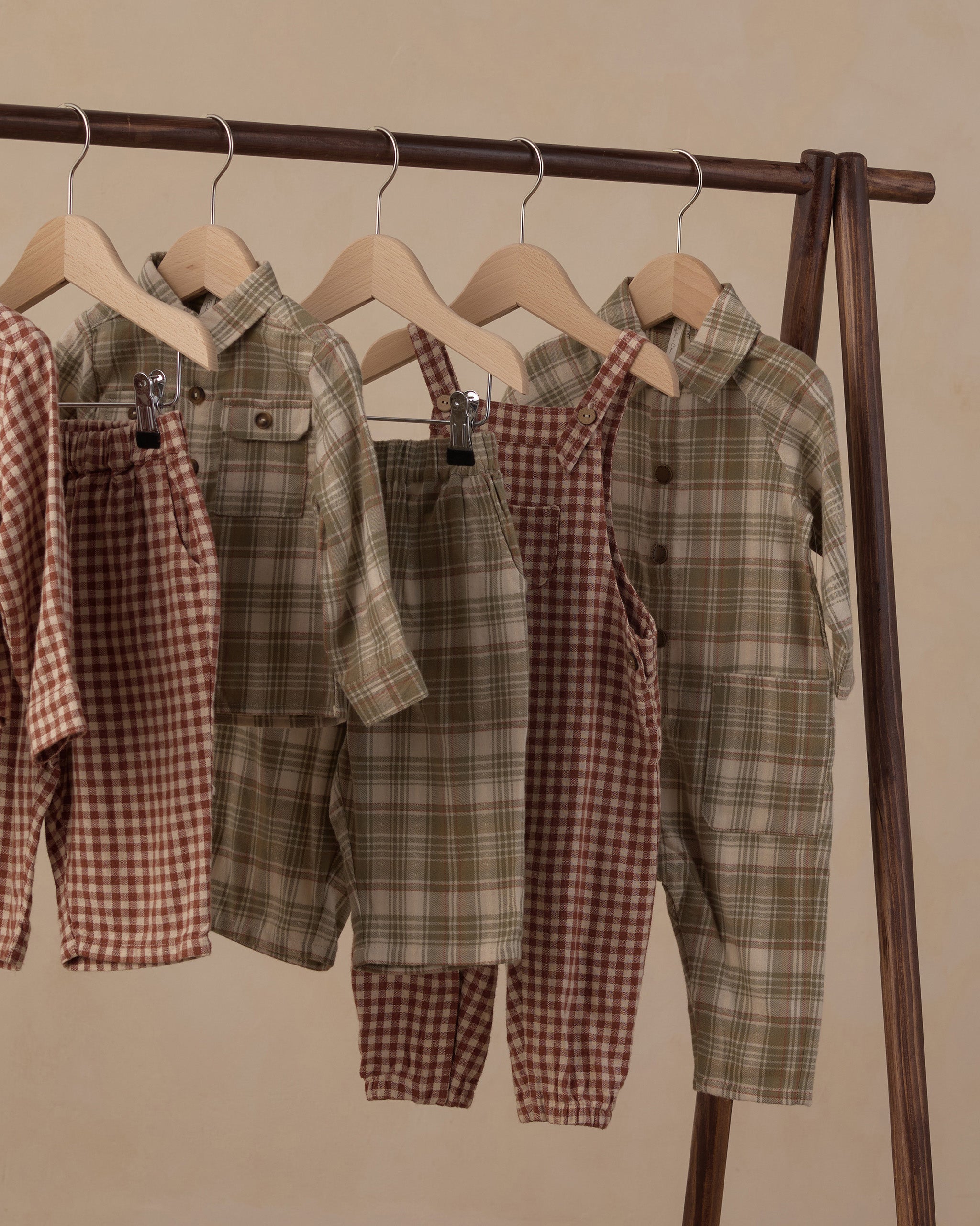 Collared Baby Jumpsuit Olive Dobby Plaid - Rylee + Cru | Kids Clothes | Trendy Baby Clothes | Modern Infant Outfits |