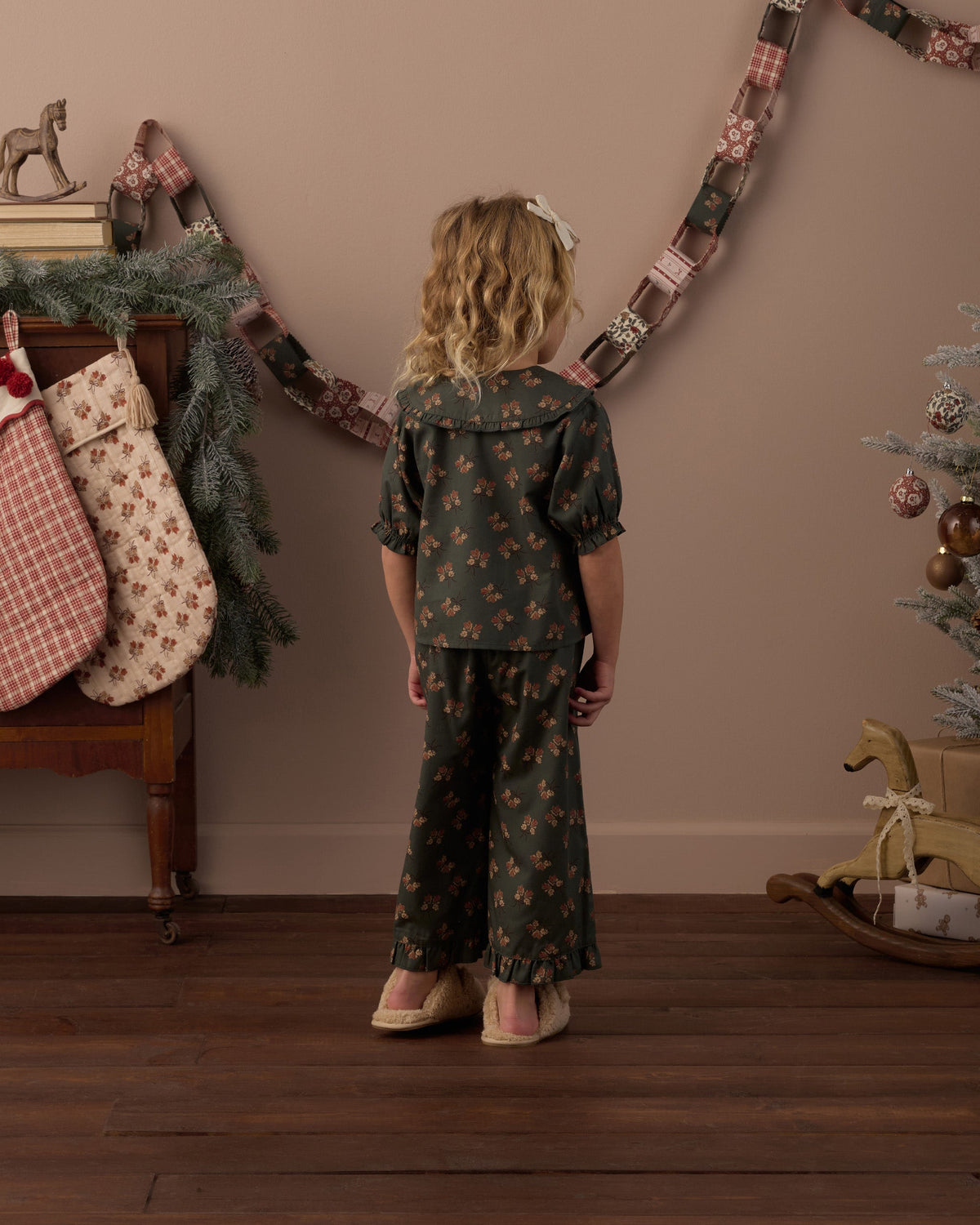 Ruffle Pajamas Evergreen Bouquet - Rylee + Cru | Kids Clothes | Trendy Baby Clothes | Modern Infant Outfits |
