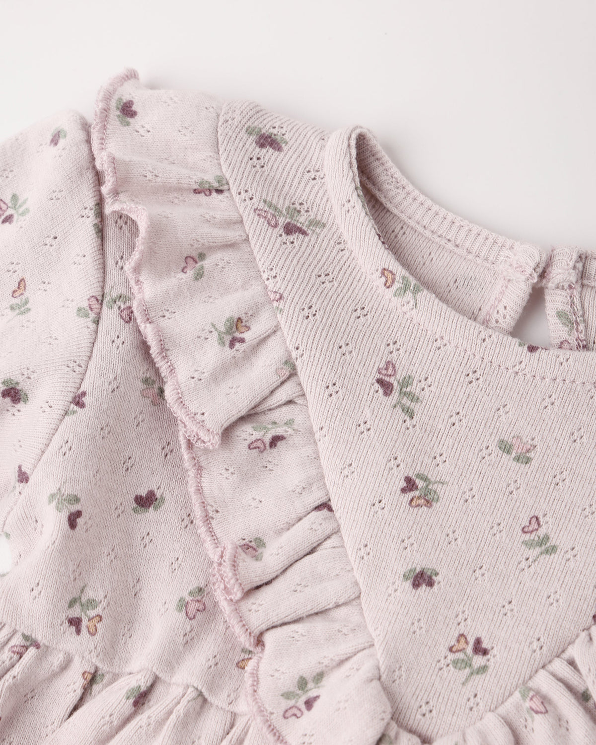 Long Sleeve Ruffle V Dress Heart Ditsy - Rylee + Cru | Kids Clothes | Trendy Baby Clothes | Modern Infant Outfits |