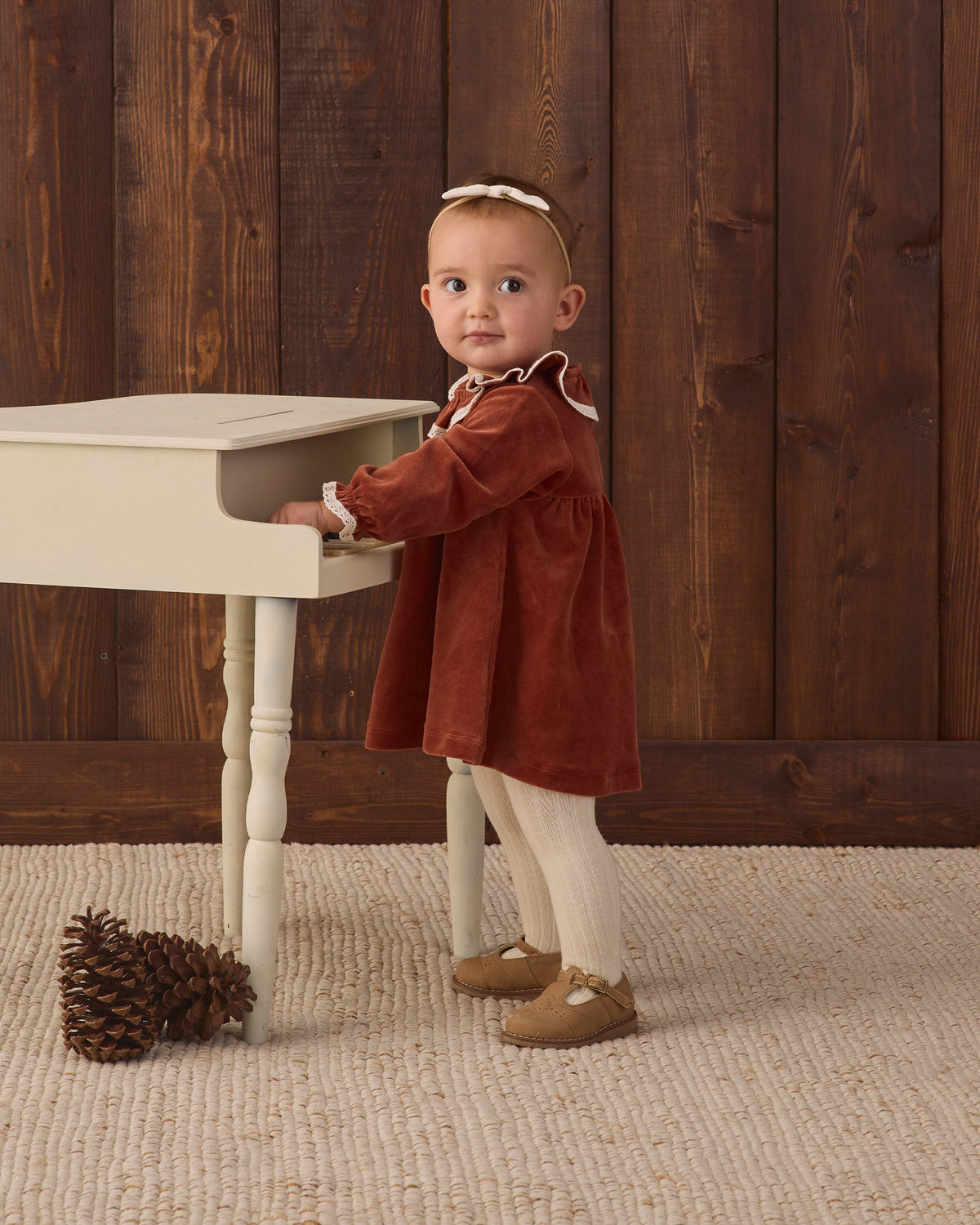 Velour Baby Dress Redwood - Rylee + Cru | Kids Clothes | Trendy Baby Clothes | Modern Infant Outfits |