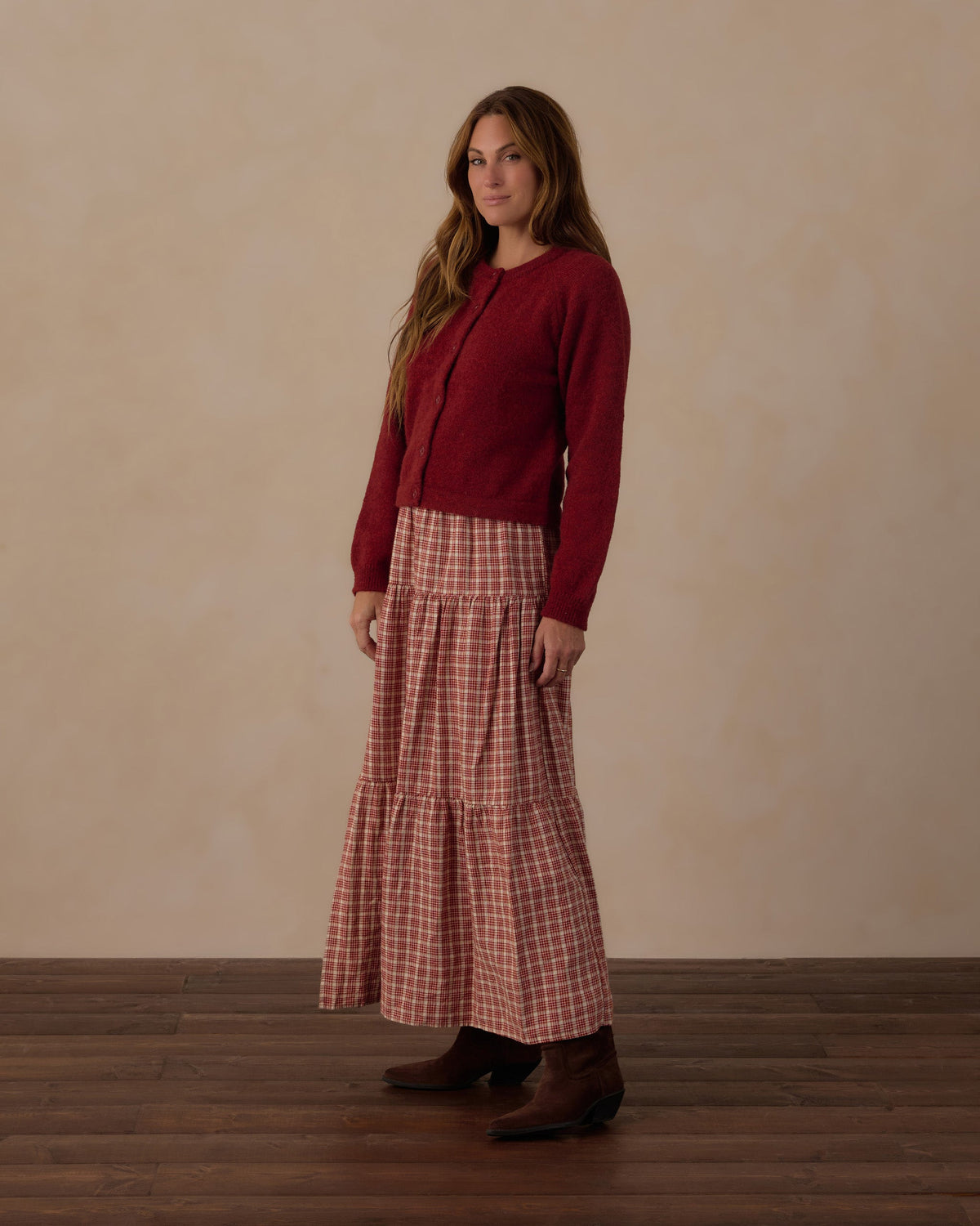 Women's Tiered Midi Skirt Vintage Plaid - Rylee + Cru | Kids Clothes | Trendy Baby Clothes | Modern Infant Outfits |