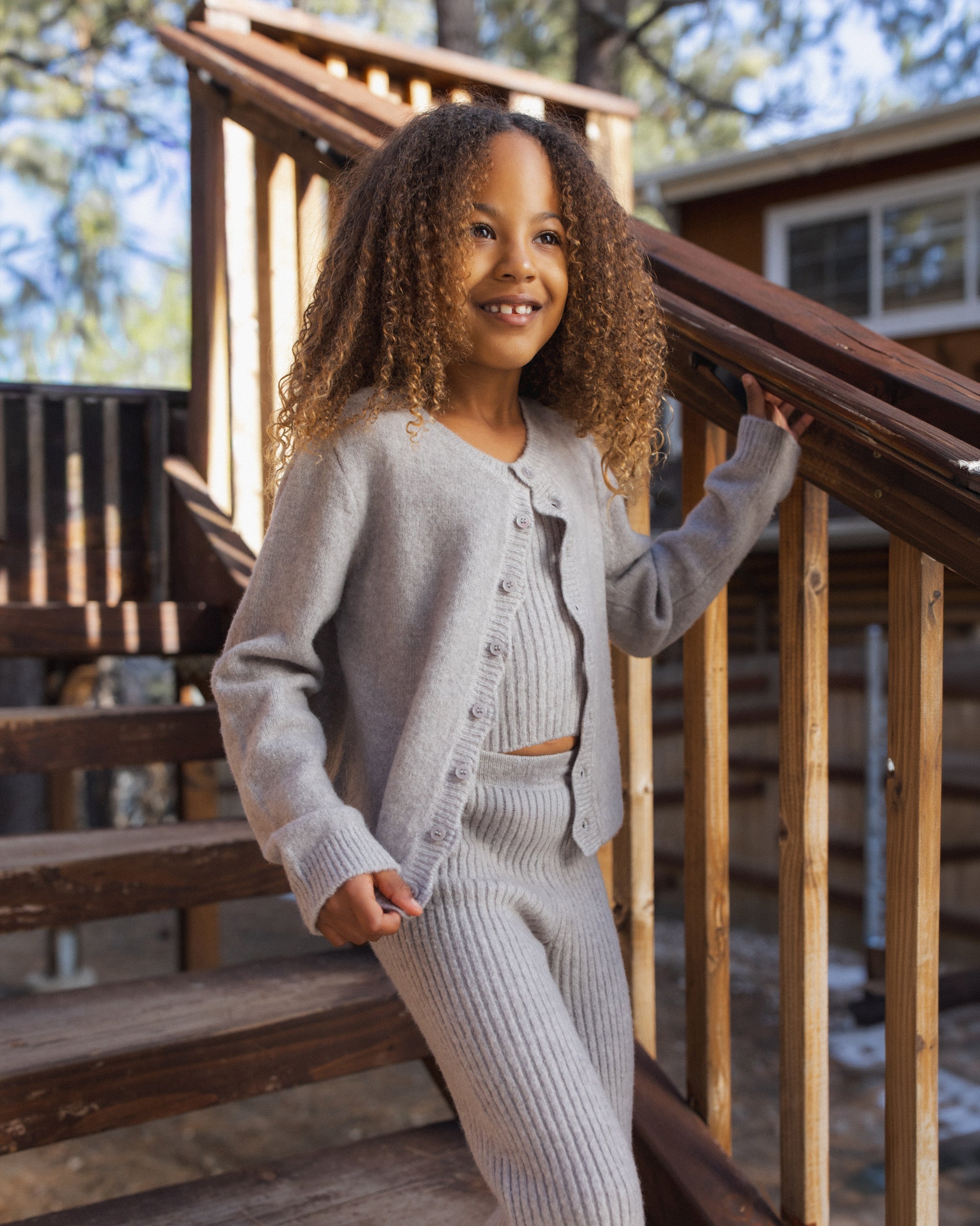 Fuzzy Knit Lounge Set Dusty Blue - Rylee + Cru | Kids Clothes | Trendy Baby Clothes | Modern Infant Outfits |