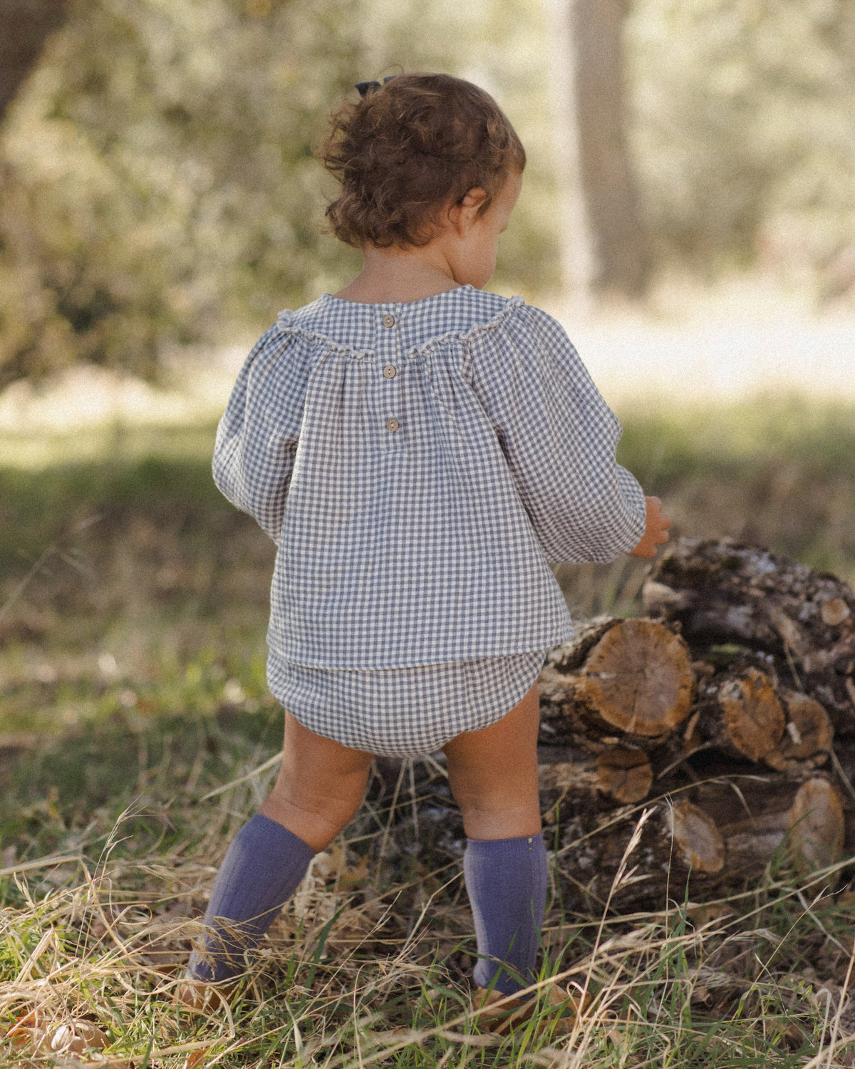 Mia Top + Bloomer Set Midnight Gingham - Rylee + Cru | Kids Clothes | Trendy Baby Clothes | Modern Infant Outfits |