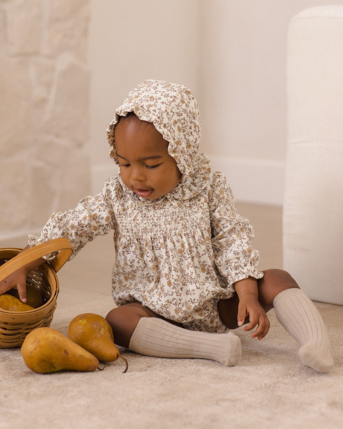 Woven Ruffle Bonnet Posy - Rylee + Cru | Kids Clothes | Trendy Baby Clothes | Modern Infant Outfits |