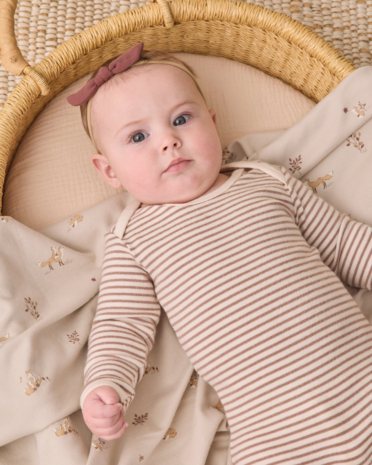 Baby Footie Cocoa Microstripe - Rylee + Cru | Kids Clothes | Trendy Baby Clothes | Modern Infant Outfits |