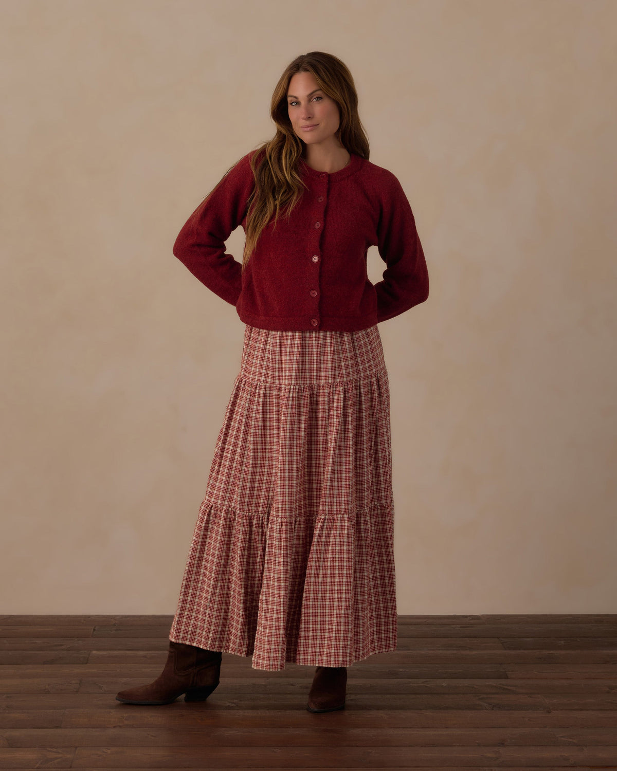 Women's Tiered Midi Skirt Vintage Plaid - Rylee + Cru | Kids Clothes | Trendy Baby Clothes | Modern Infant Outfits |