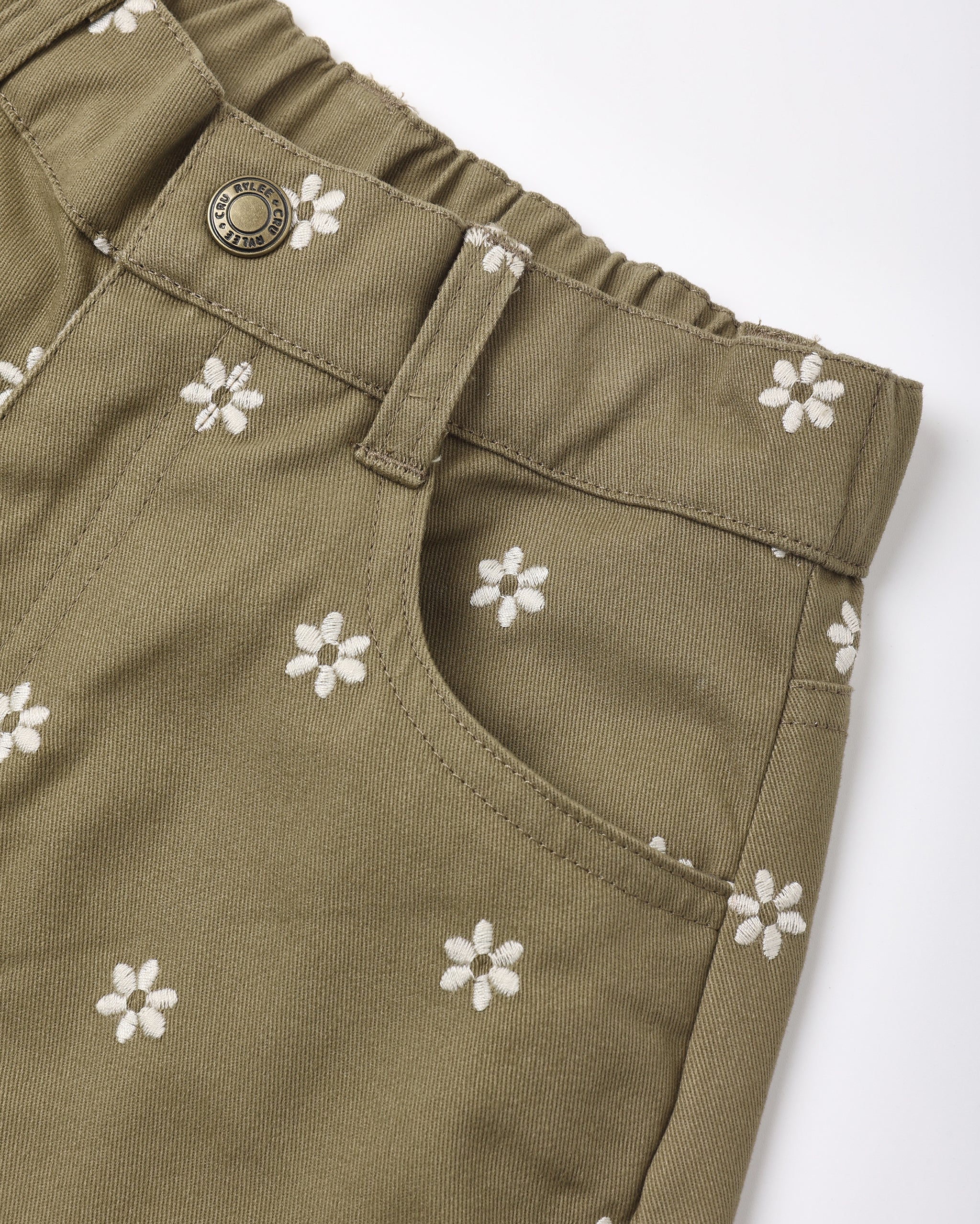 Barrel Pant Embroidered Daisies - Rylee + Cru | Kids Clothes | Trendy Baby Clothes | Modern Infant Outfits |