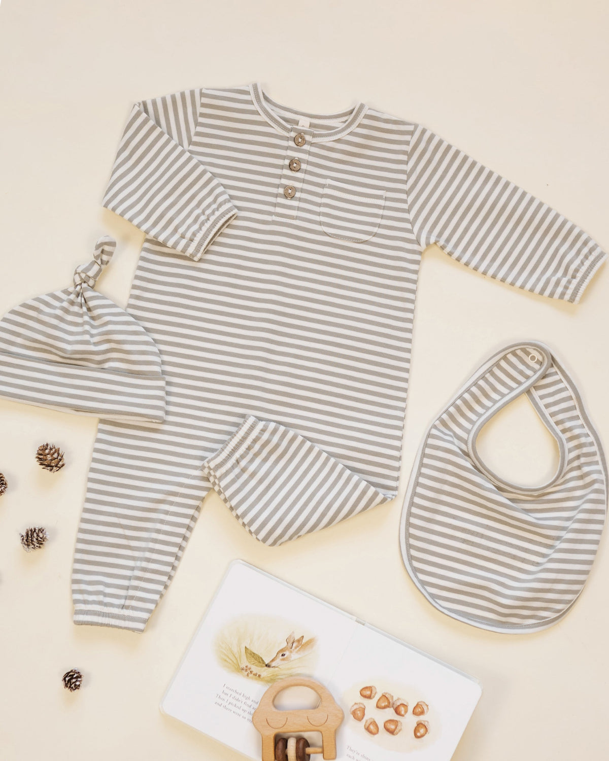 Jersey Snap Bib, 2 Pack Laurel Stripe, Turkey - Rylee + Cru | Kids Clothes | Trendy Baby Clothes | Modern Infant Outfits |