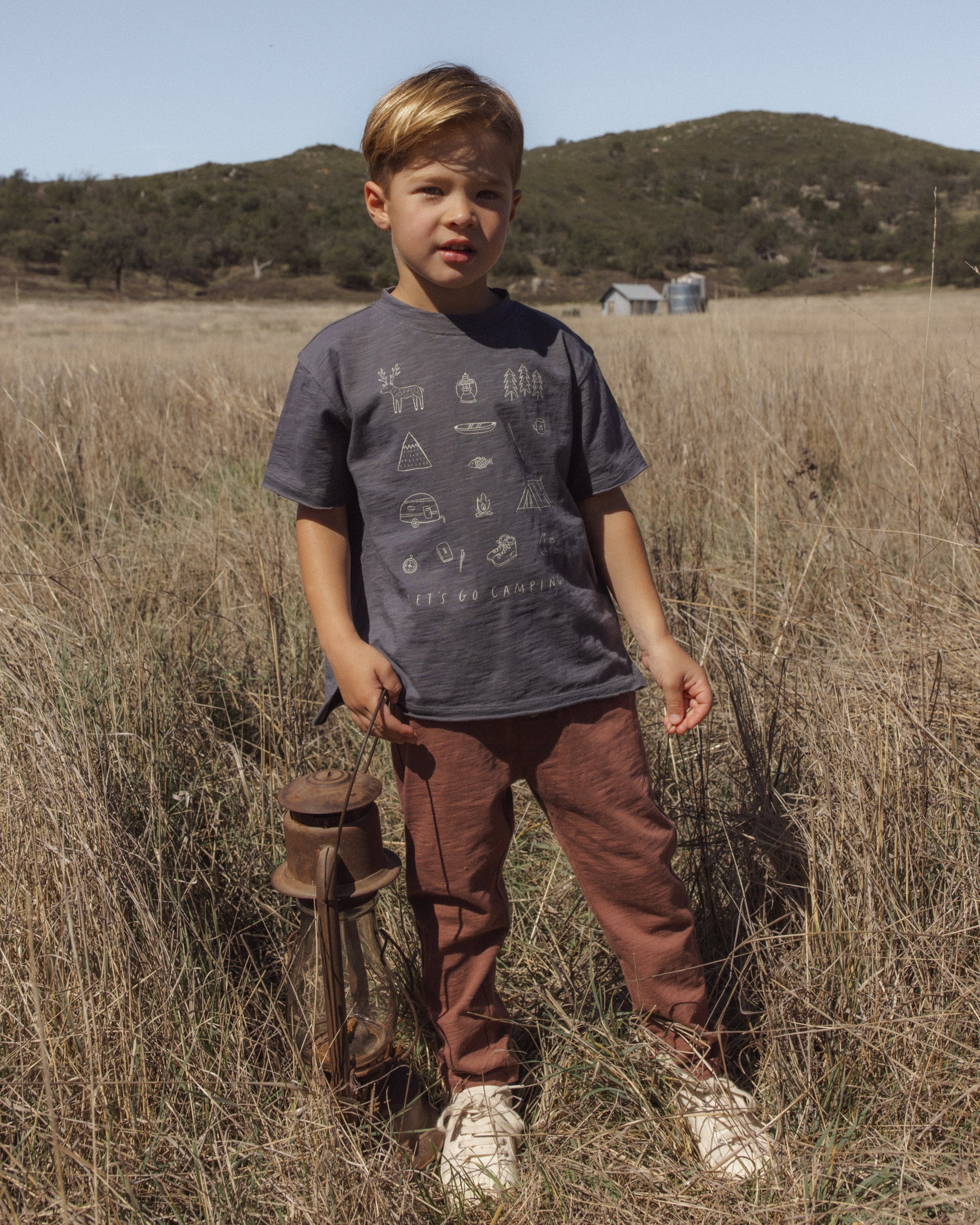 Raw Edge Tee Let's Go Camping - Rylee + Cru | Kids Clothes | Trendy Baby Clothes | Modern Infant Outfits |