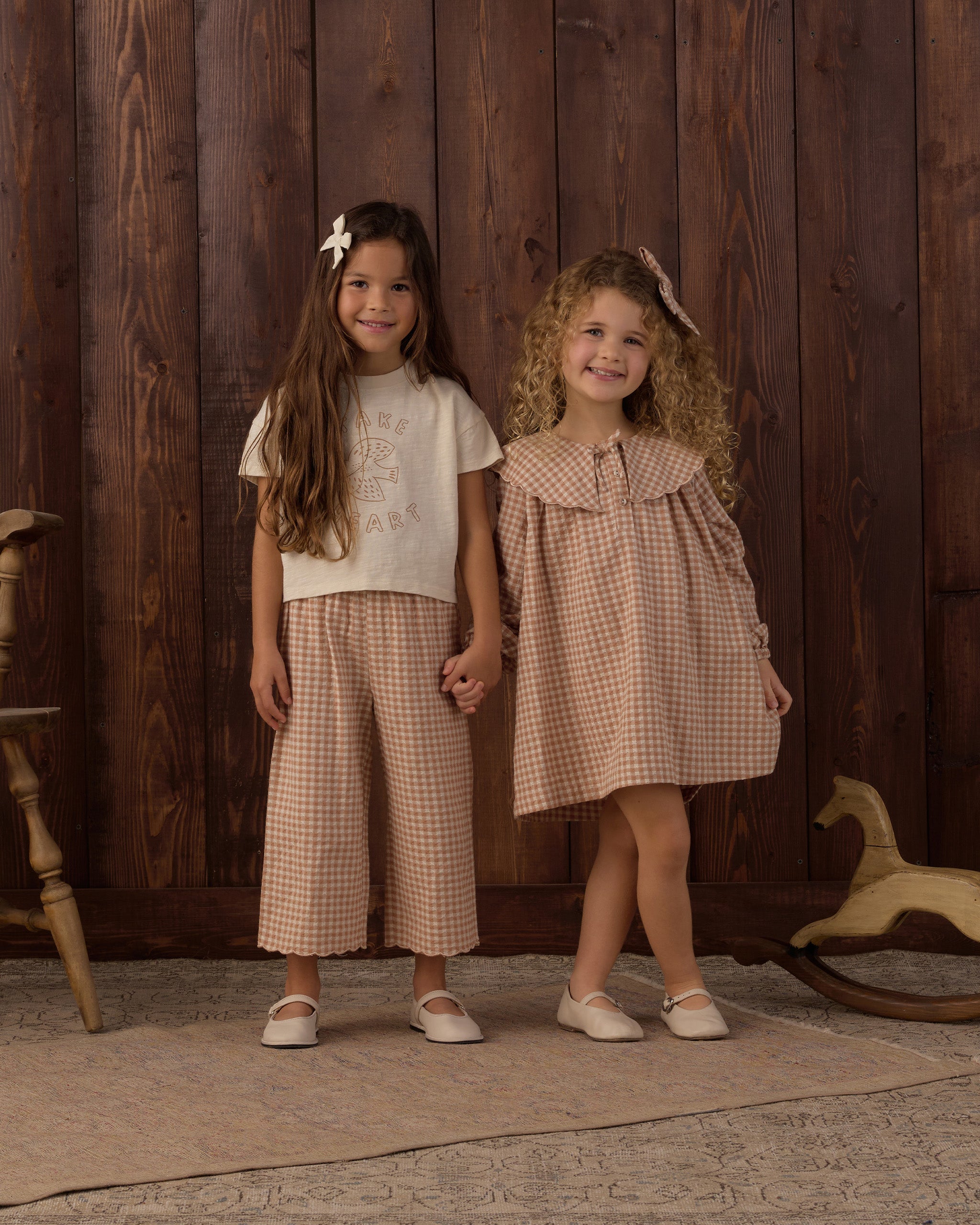 Wide Leg Pant Fawn Gingham - Rylee + Cru | Kids Clothes | Trendy Baby Clothes | Modern Infant Outfits |