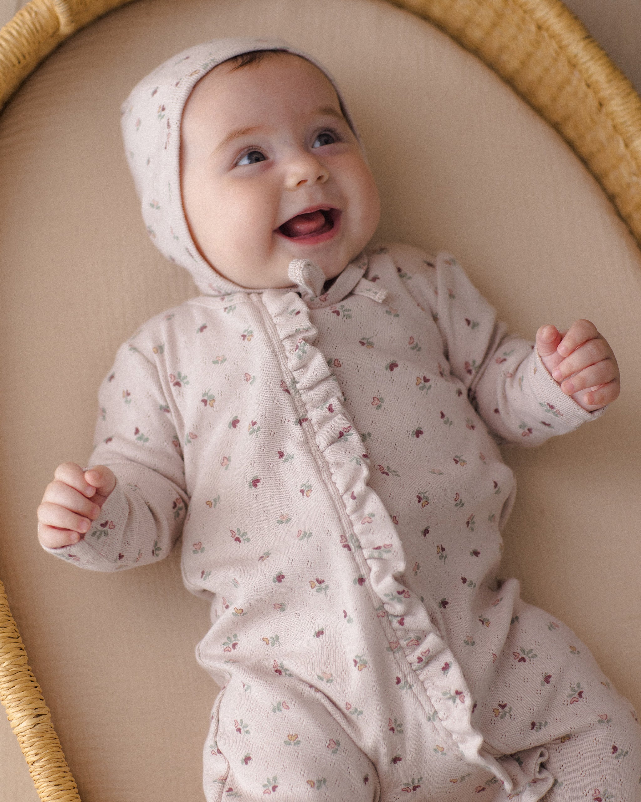 Baby Bonnet Heart Ditsy - Rylee + Cru | Kids Clothes | Trendy Baby Clothes | Modern Infant Outfits |