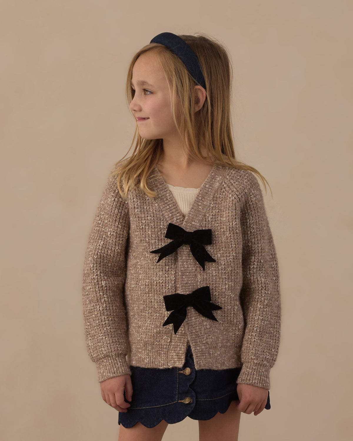 Bow Cardigan Heathered Stone - Rylee + Cru | Kids Clothes | Trendy Baby Clothes | Modern Infant Outfits |