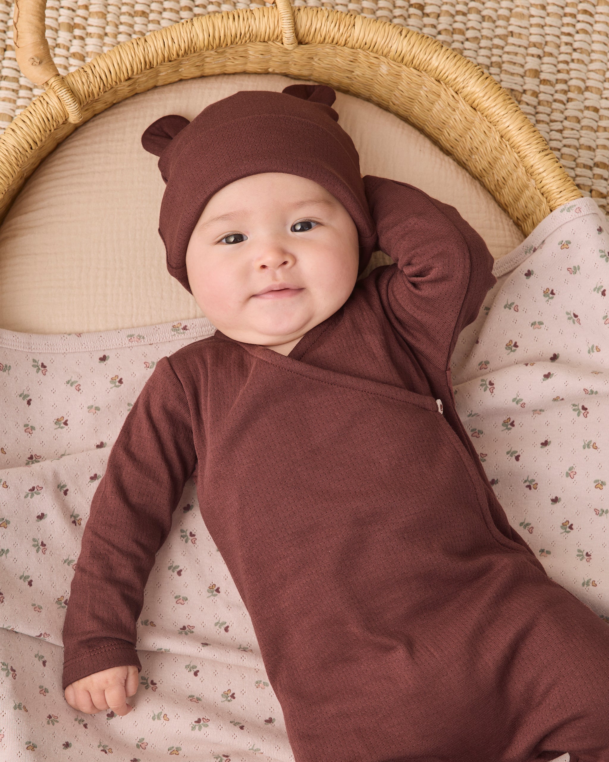 Pointelle Wrap Footie Black Cherry - Rylee + Cru | Kids Clothes | Trendy Baby Clothes | Modern Infant Outfits |