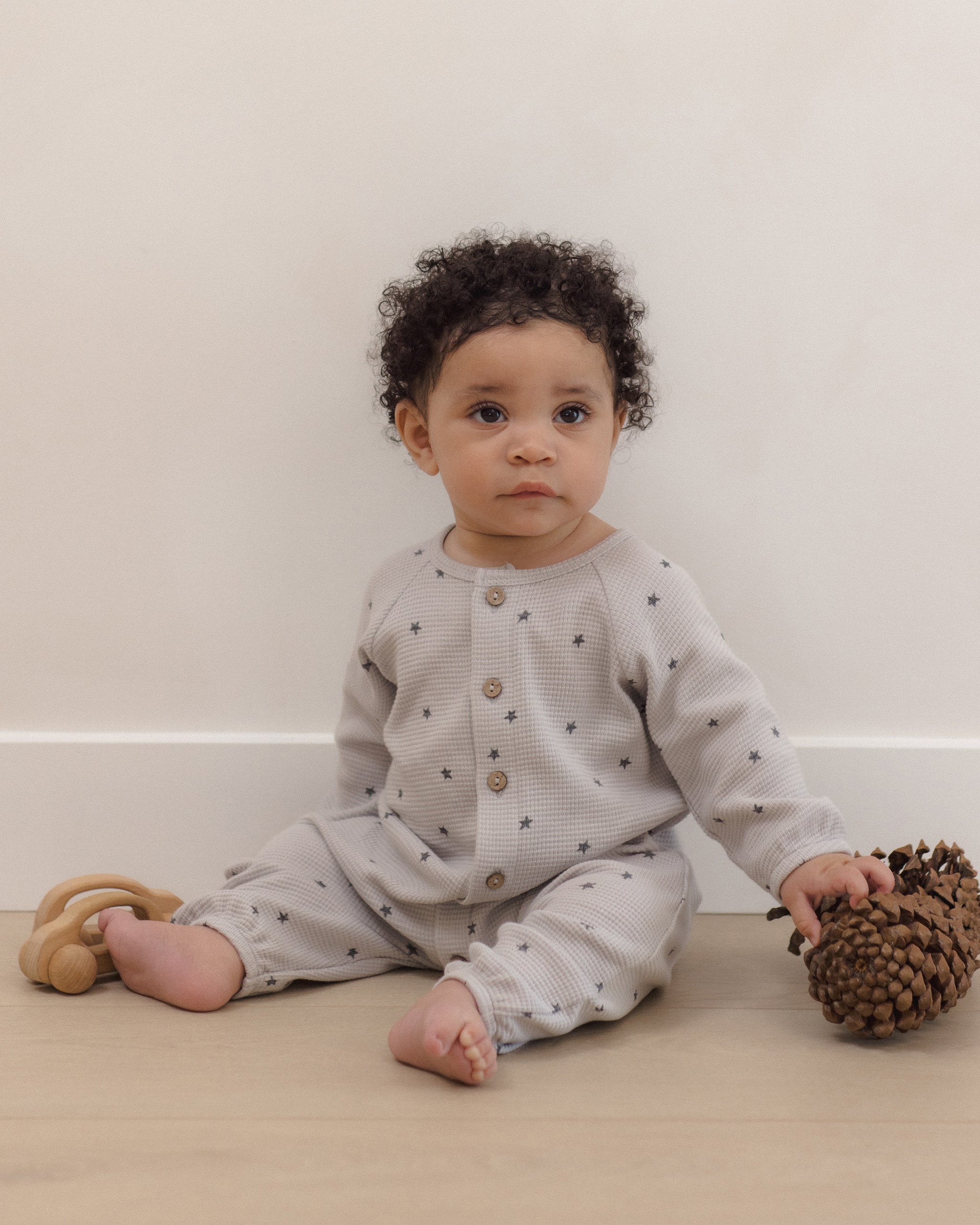 Waffle Long Sleeve Jumpsuit Stars - Rylee + Cru | Kids Clothes | Trendy Baby Clothes | Modern Infant Outfits |