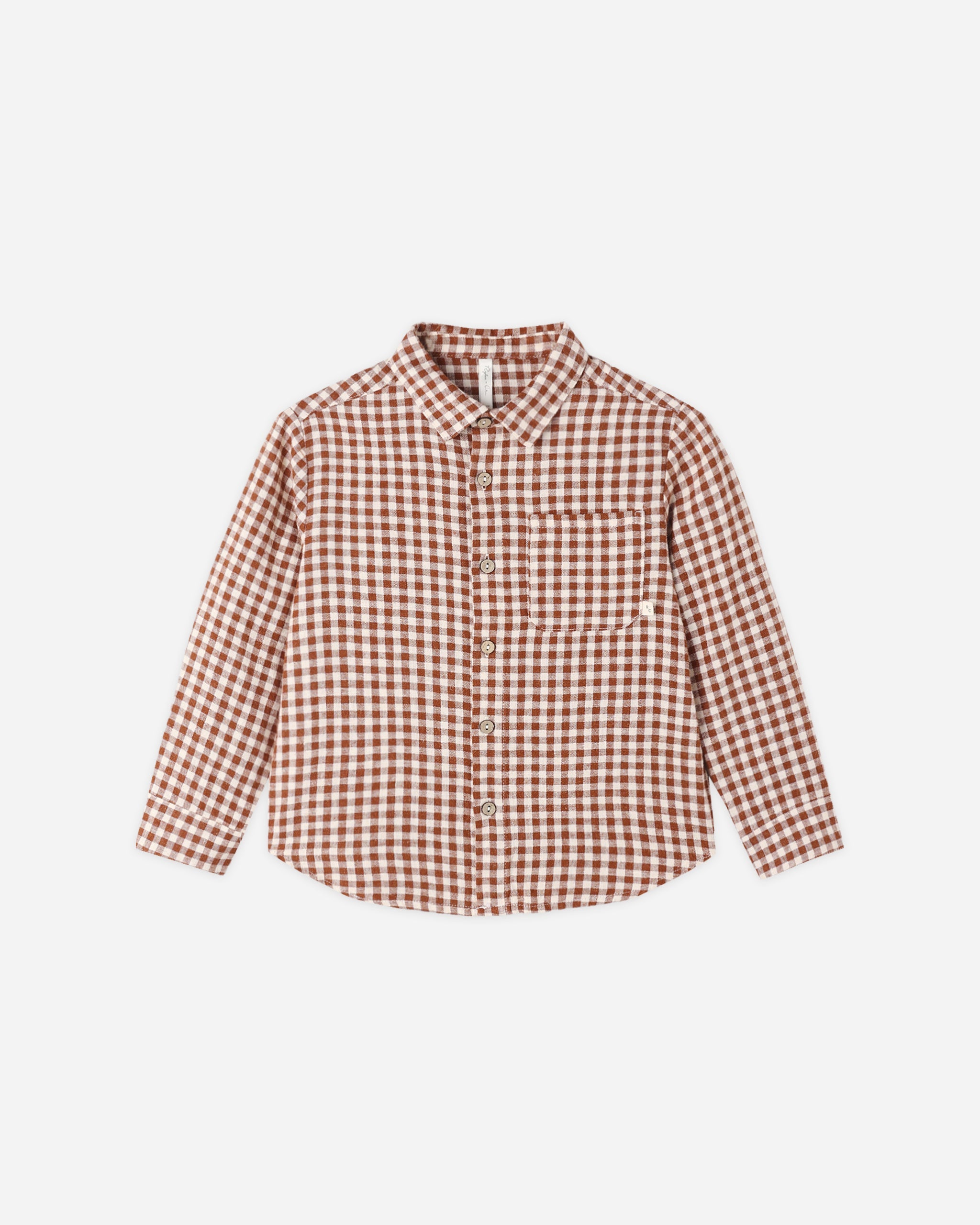 Collared Long Sleeve Shirt Brick Check - Rylee + Cru | Kids Clothes | Trendy Baby Clothes | Modern Infant Outfits |