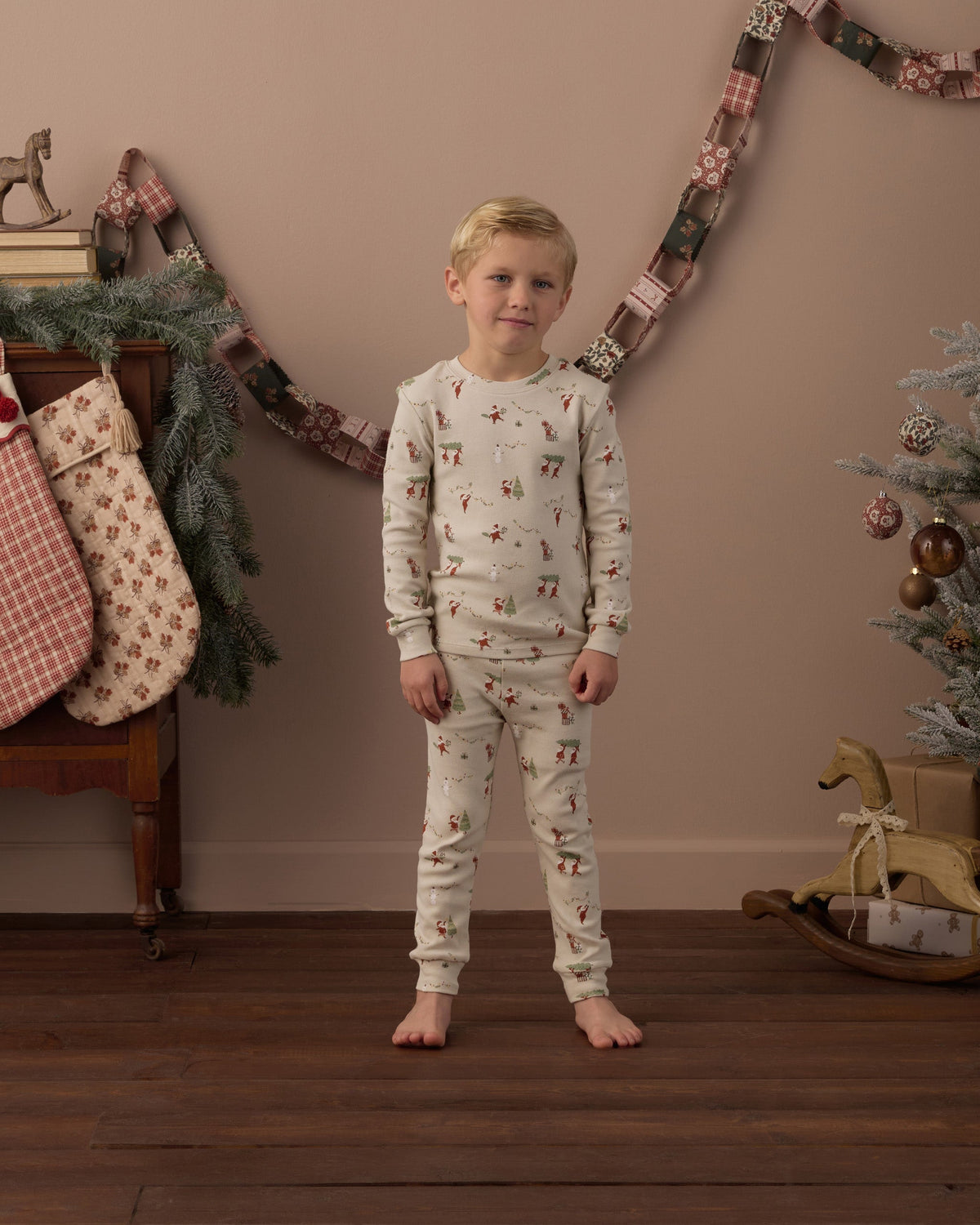 Organic Long Sleeve Pajama Set Gnome Village - Rylee + Cru | Kids Clothes | Trendy Baby Clothes | Modern Infant Outfits |