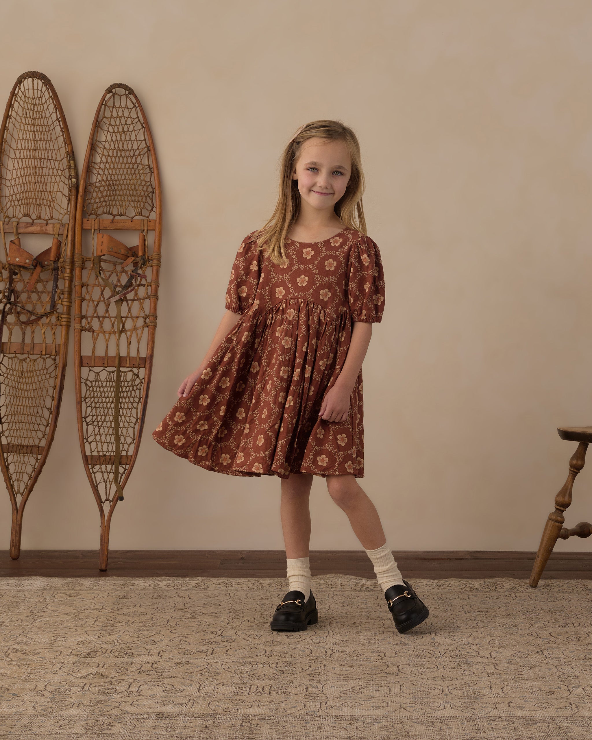 Rose Dress Brick Daisies - Rylee + Cru | Kids Clothes | Trendy Baby Clothes | Modern Infant Outfits |