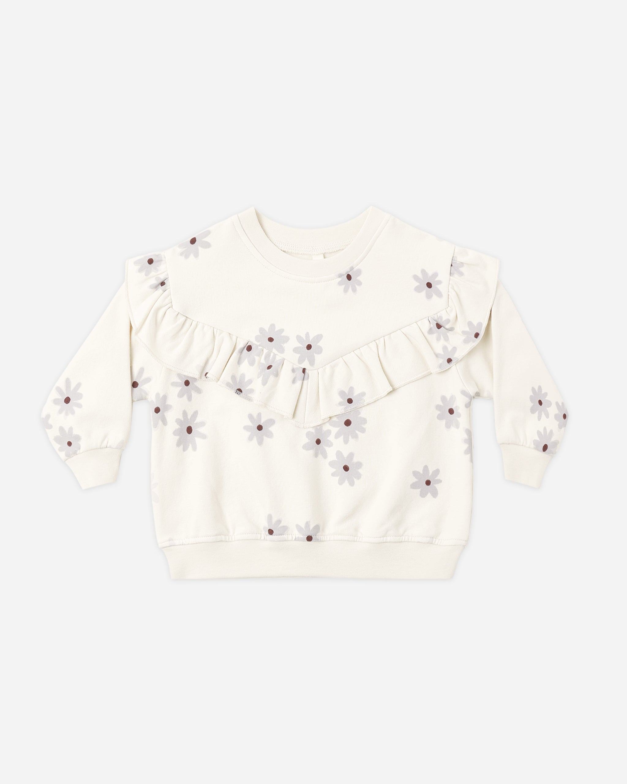 Ruffle Fleece Sweatshirt Blue Daisy - Rylee + Cru | Kids Clothes | Trendy Baby Clothes | Modern Infant Outfits |