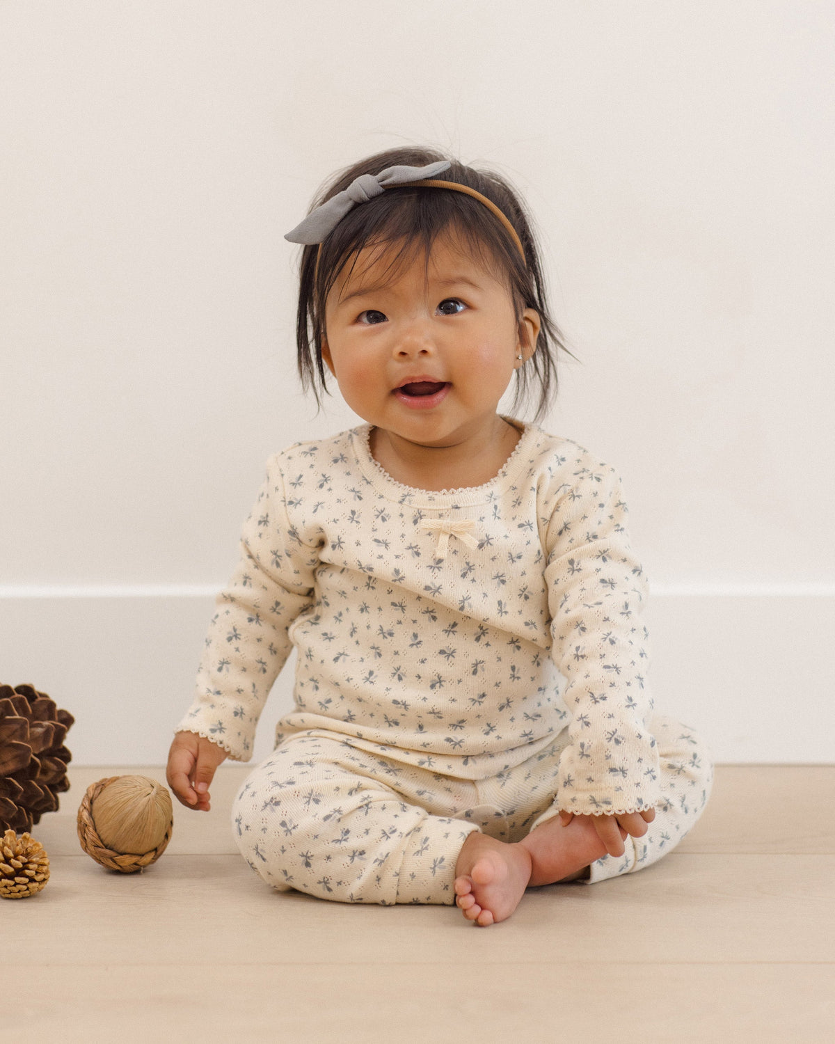 Pointelle Long Sleeve Tee + Legging Blue Ditsy - Rylee + Cru | Kids Clothes | Trendy Baby Clothes | Modern Infant Outfits |