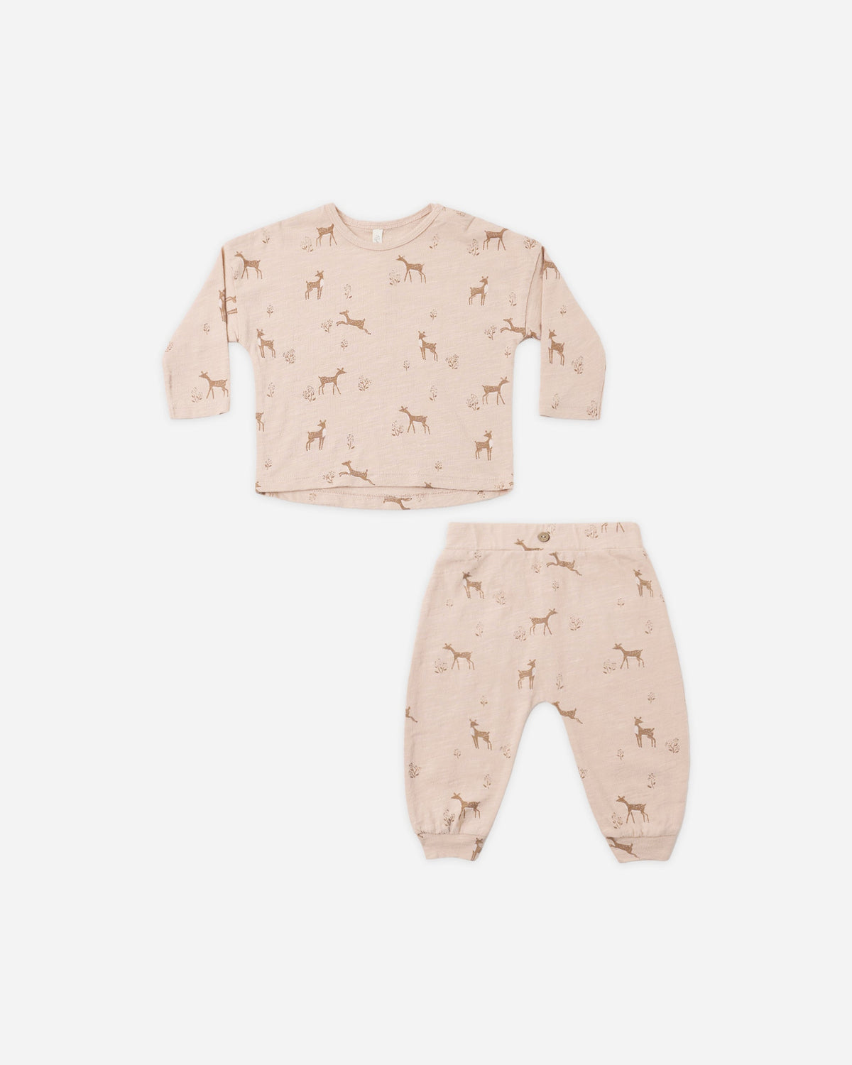 Long Sleeve Tee + Pant Set Fawns - Rylee + Cru | Kids Clothes | Trendy Baby Clothes | Modern Infant Outfits |