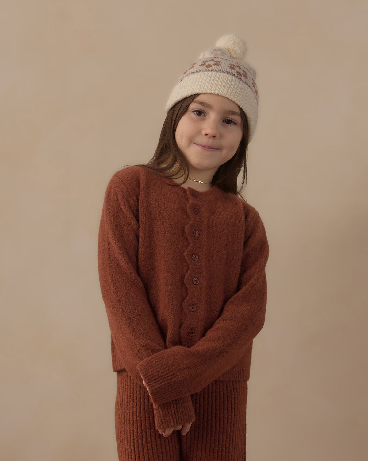 Scallop Cardigan Brick - Rylee + Cru | Kids Clothes | Trendy Baby Clothes | Modern Infant Outfits |