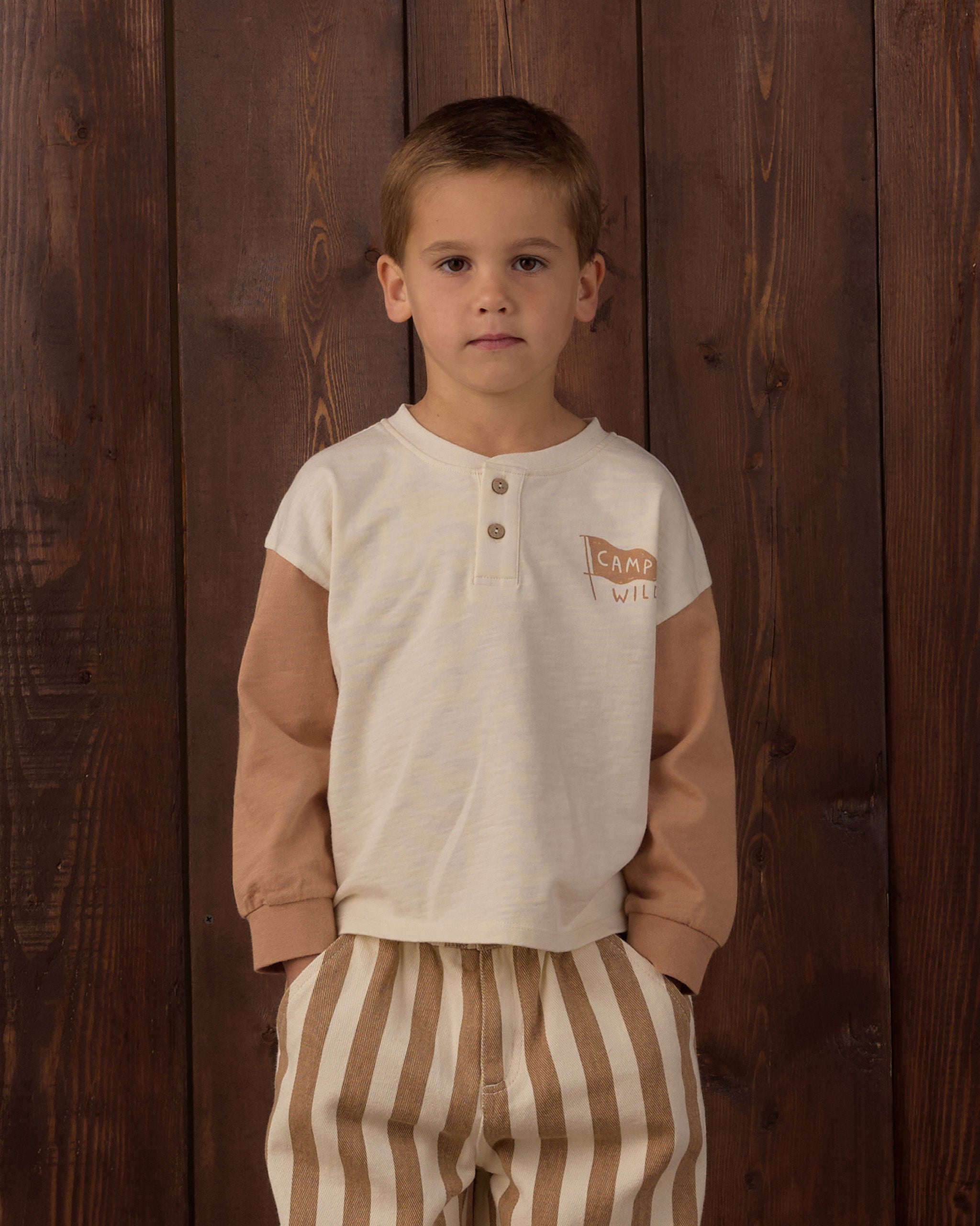 Relaxed Long Sleeve Henley Camp Wild - Rylee + Cru | Kids Clothes | Trendy Baby Clothes | Modern Infant Outfits |