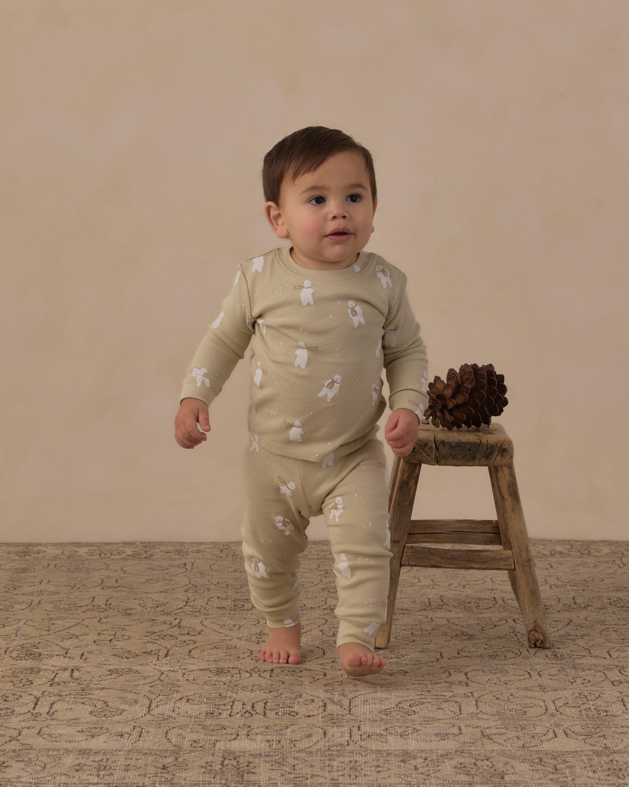 Organic Long Sleeve Pajama Set Polar Bears - Rylee + Cru | Kids Clothes | Trendy Baby Clothes | Modern Infant Outfits |