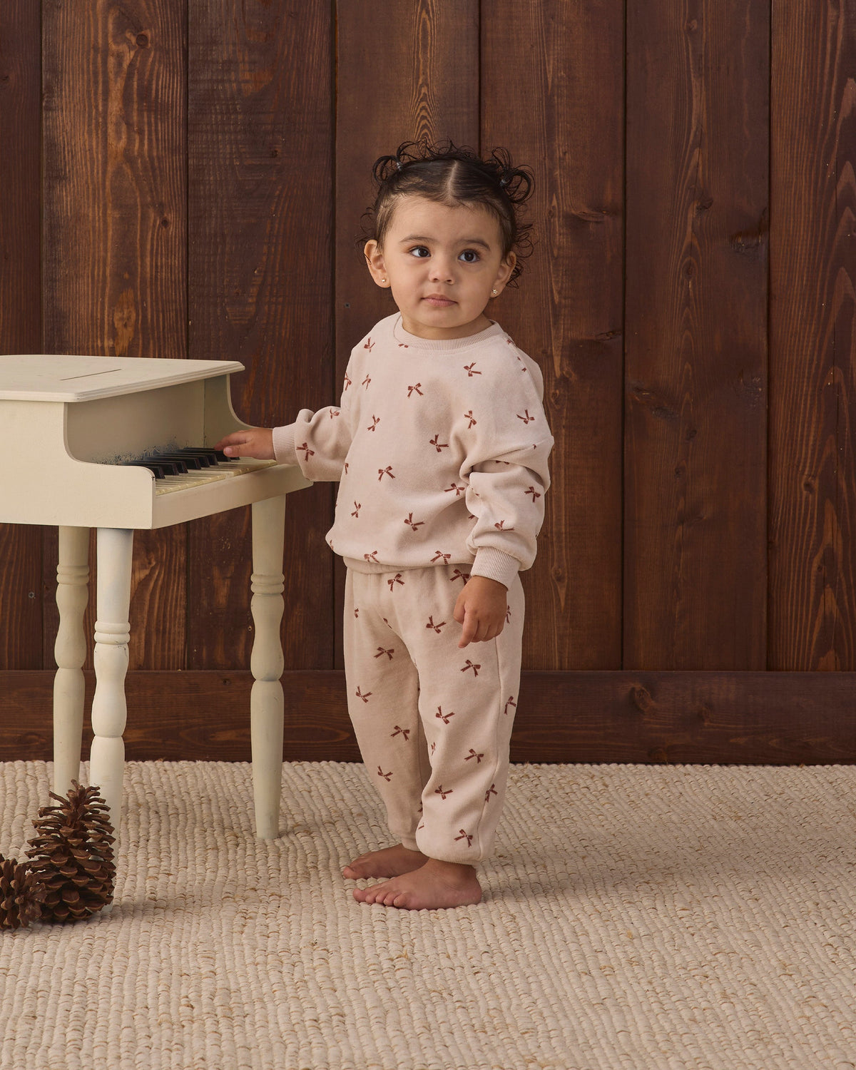 Velour Relaxed Sweatpant Red Bows - Rylee + Cru | Kids Clothes | Trendy Baby Clothes | Modern Infant Outfits |